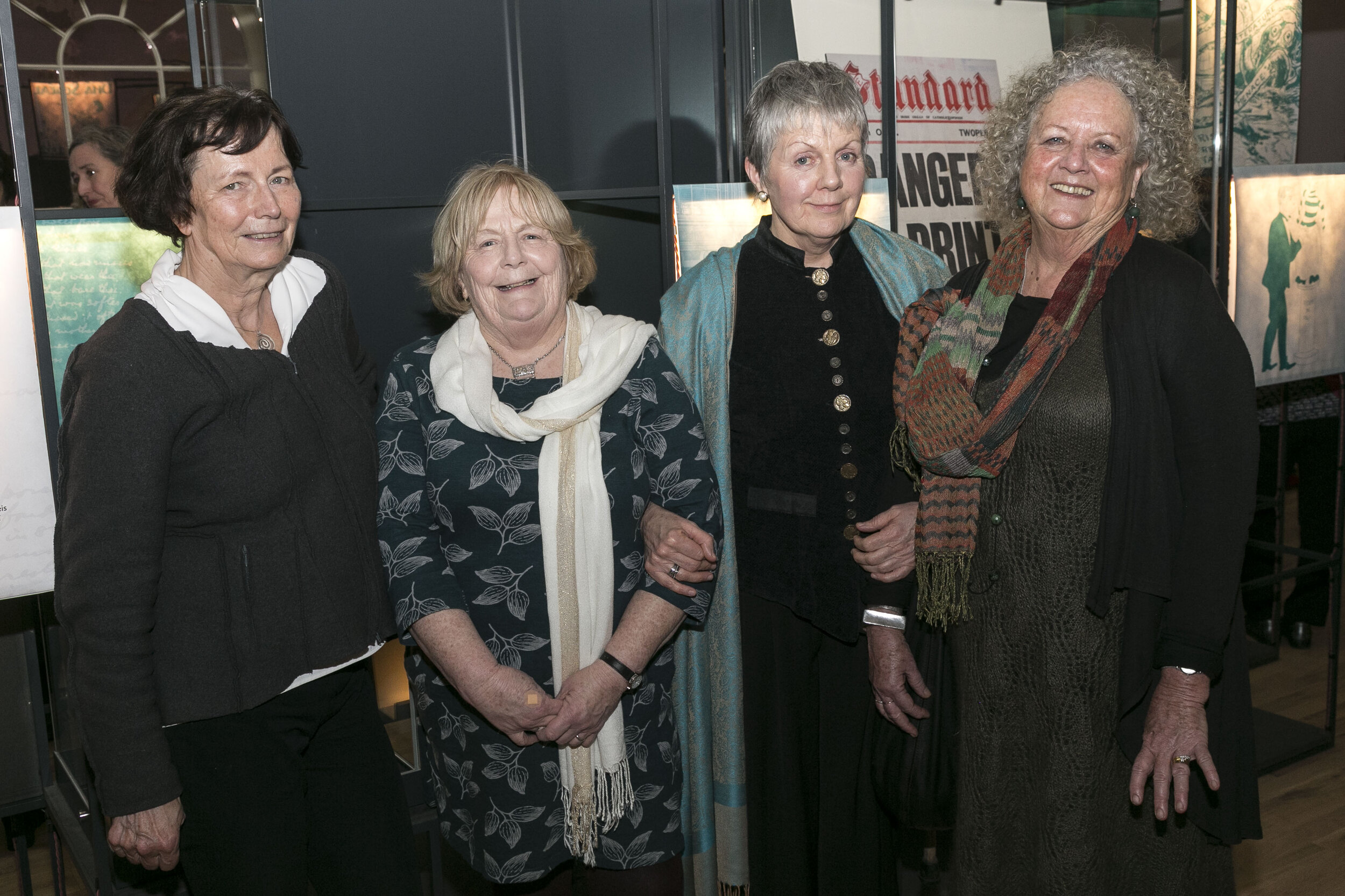  Colette Downey, Catherine MacConville, Brid MacConville, Vivien Murray  Hamilton Gallery / MoLi / DFAT - exhibition opening by Sabina Higgins of "Eva Gore-Booth 93 Irish women artists respond to her life and work", part of Brigids Day Lá Fhéile Bríd