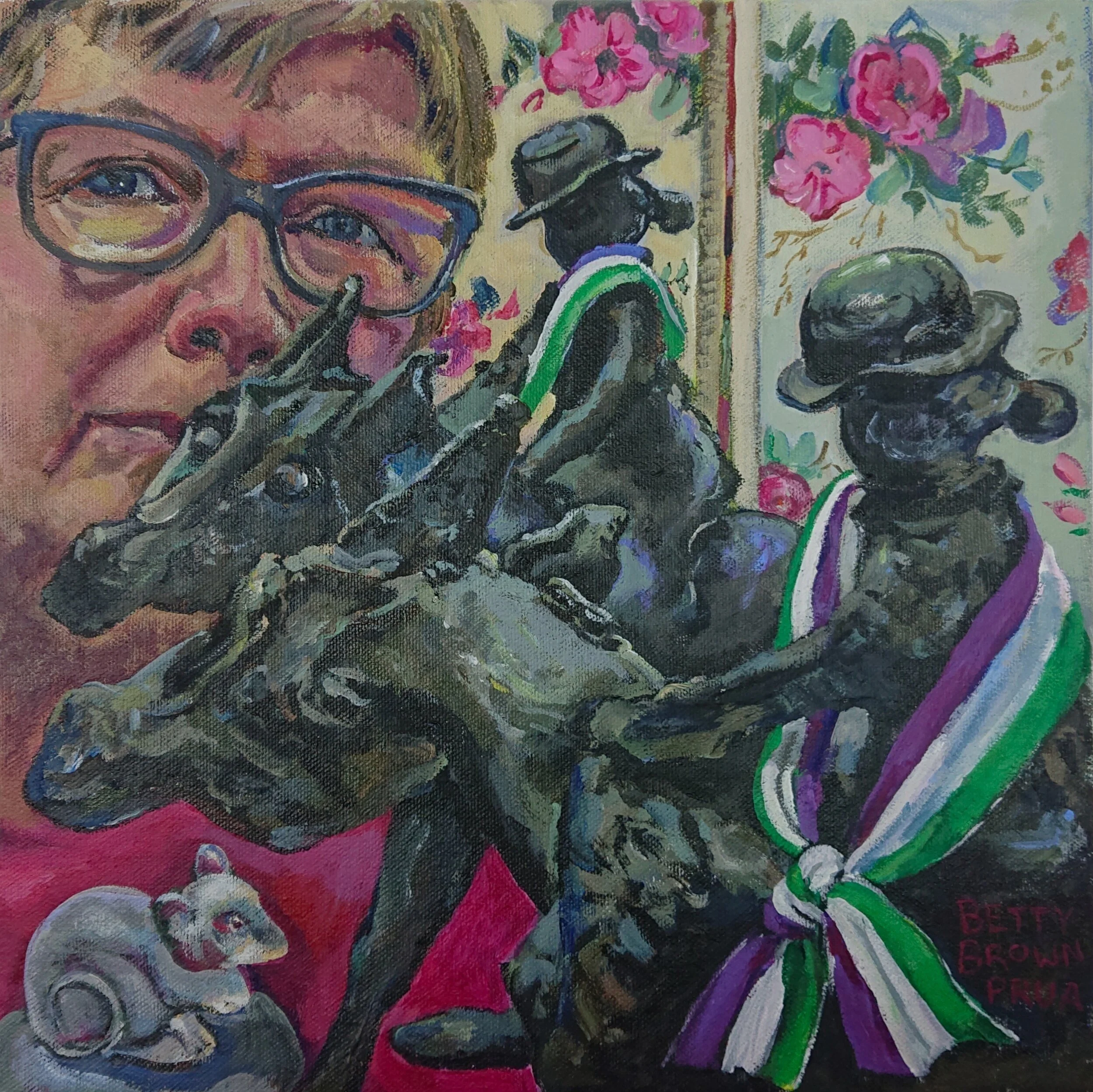 Hamilton Gallery, Betty Brown Artist, Acrylic on Canvas, Two Ladies 