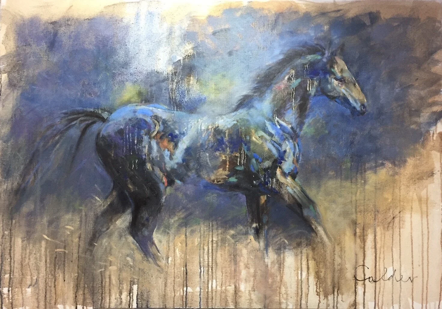 Hamilton Gallery, Sligo, Artist, Ian Calder, Blue Horse, EQUUS MOTUS Exhibition