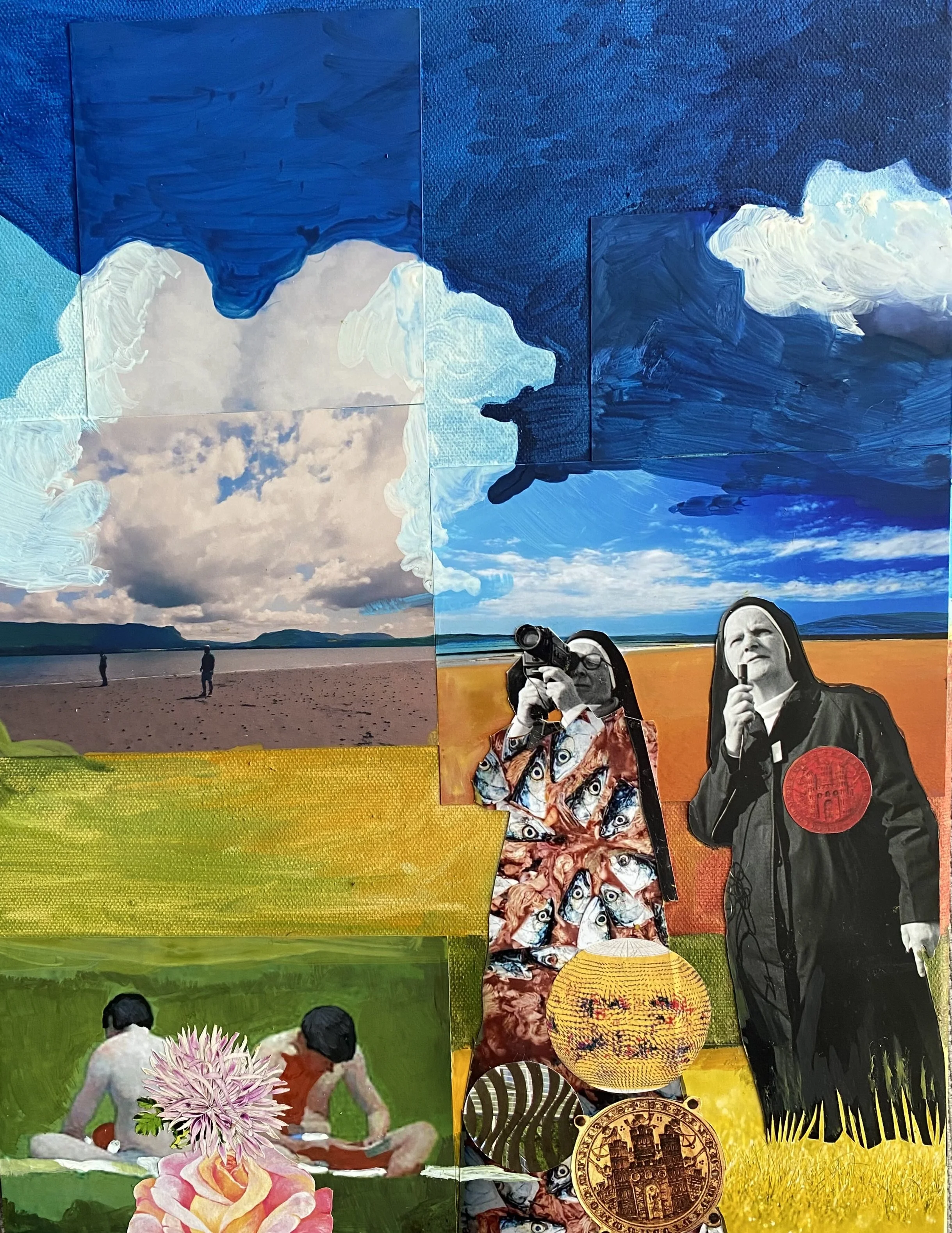 Gillard, Medbh - King Bomb Balls Incoming  mixed media on canvas  30cm x 40cm