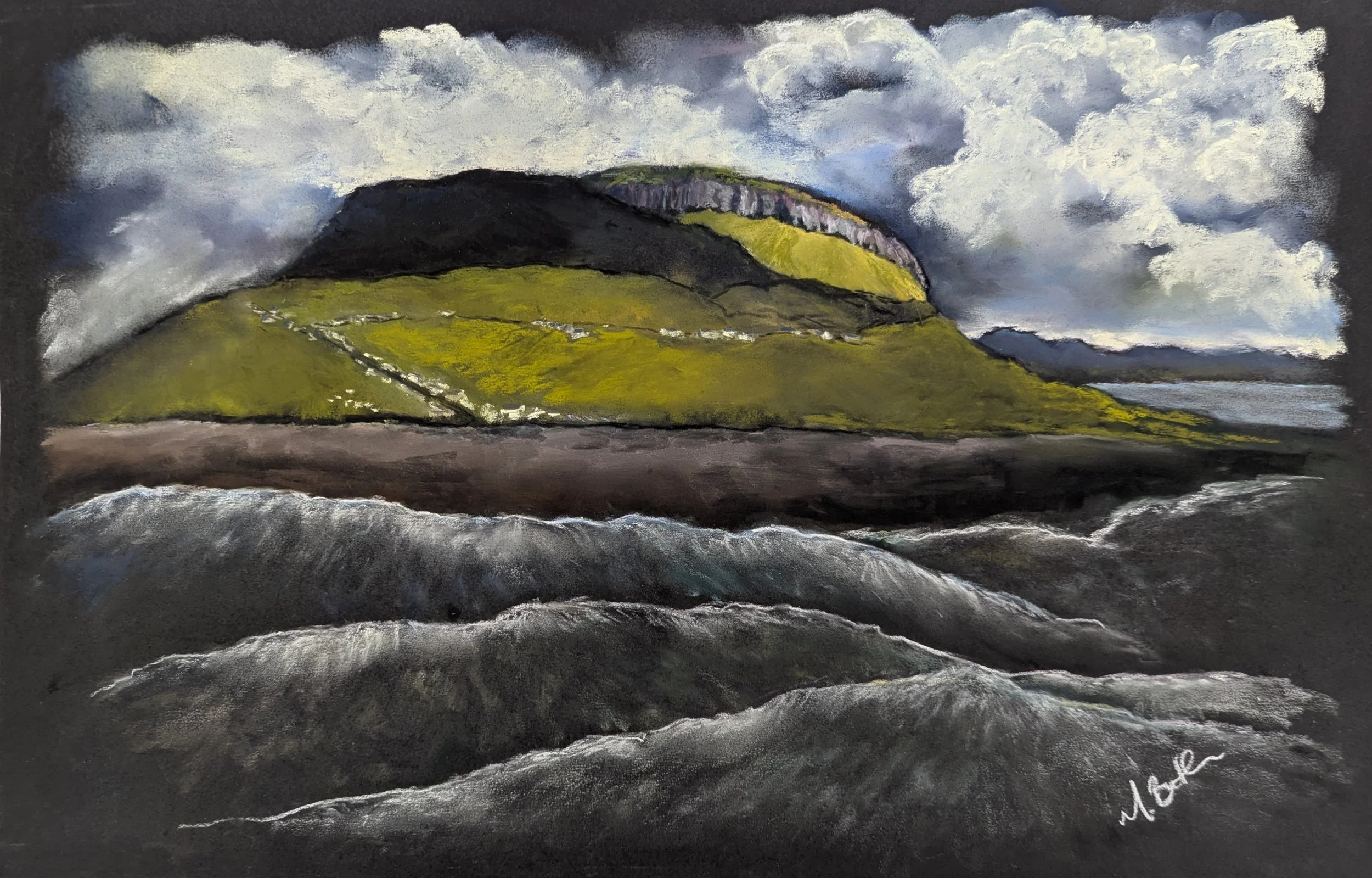 Martina Butler Storm clouds over Knocknarea  Soft pastel on sanded paper 71x53 450 2026.jpg