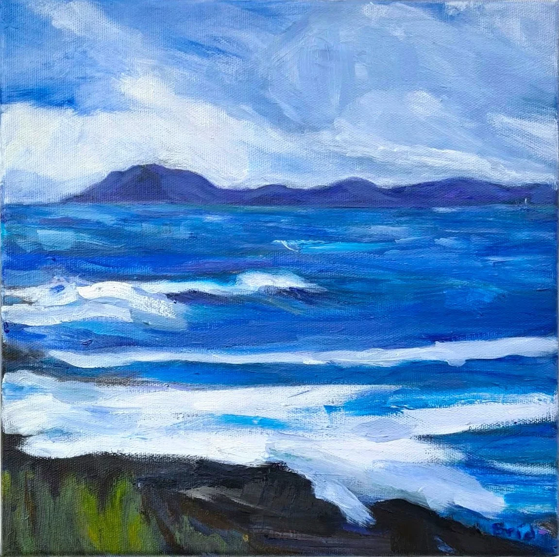 Brid Mac Conville 'Squally Showers Donegal Bay' 30x30cm  Acrylic on    Canvas     500euro.jpeg