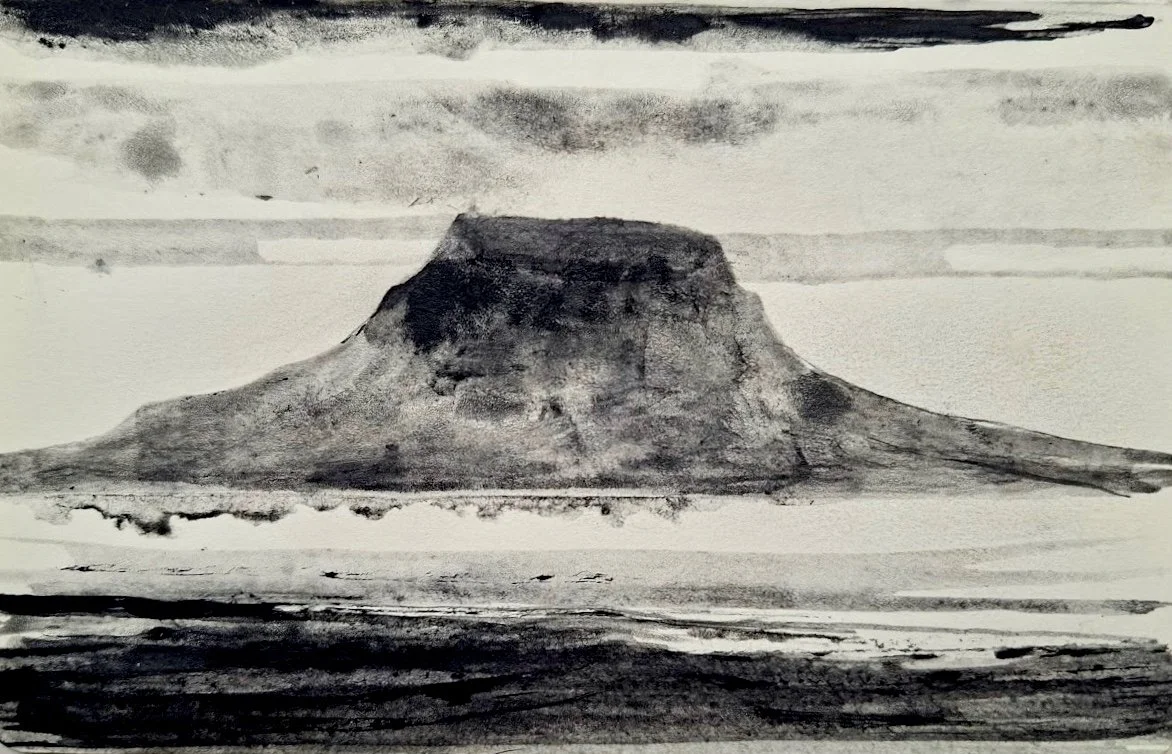 Benbulben, Sligo. Charcoal, gesso and pen on paper. 14x9cm..jpg