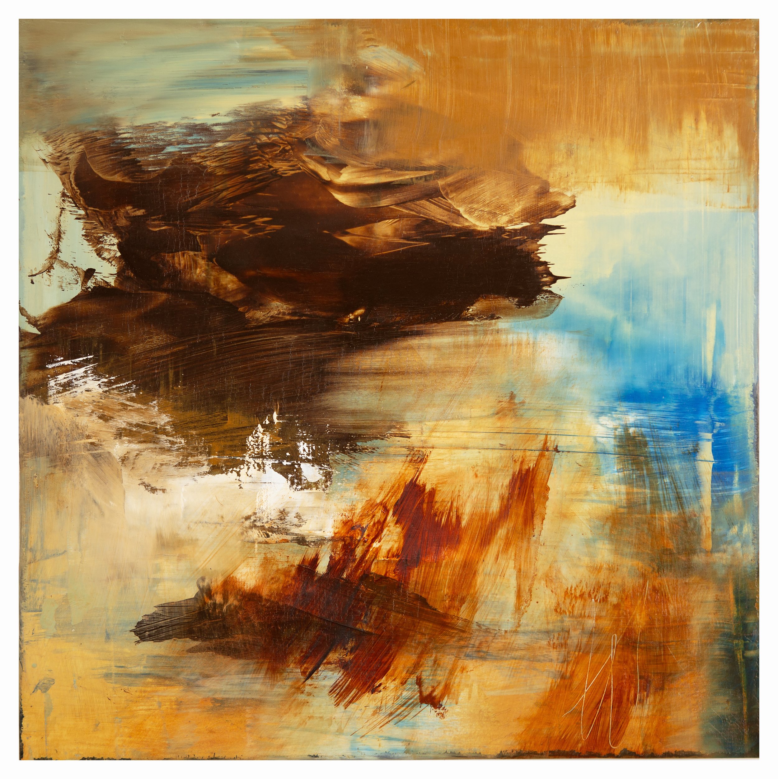 Abstract Romance. 2025. Oil on aluminum. 40 x 40xm