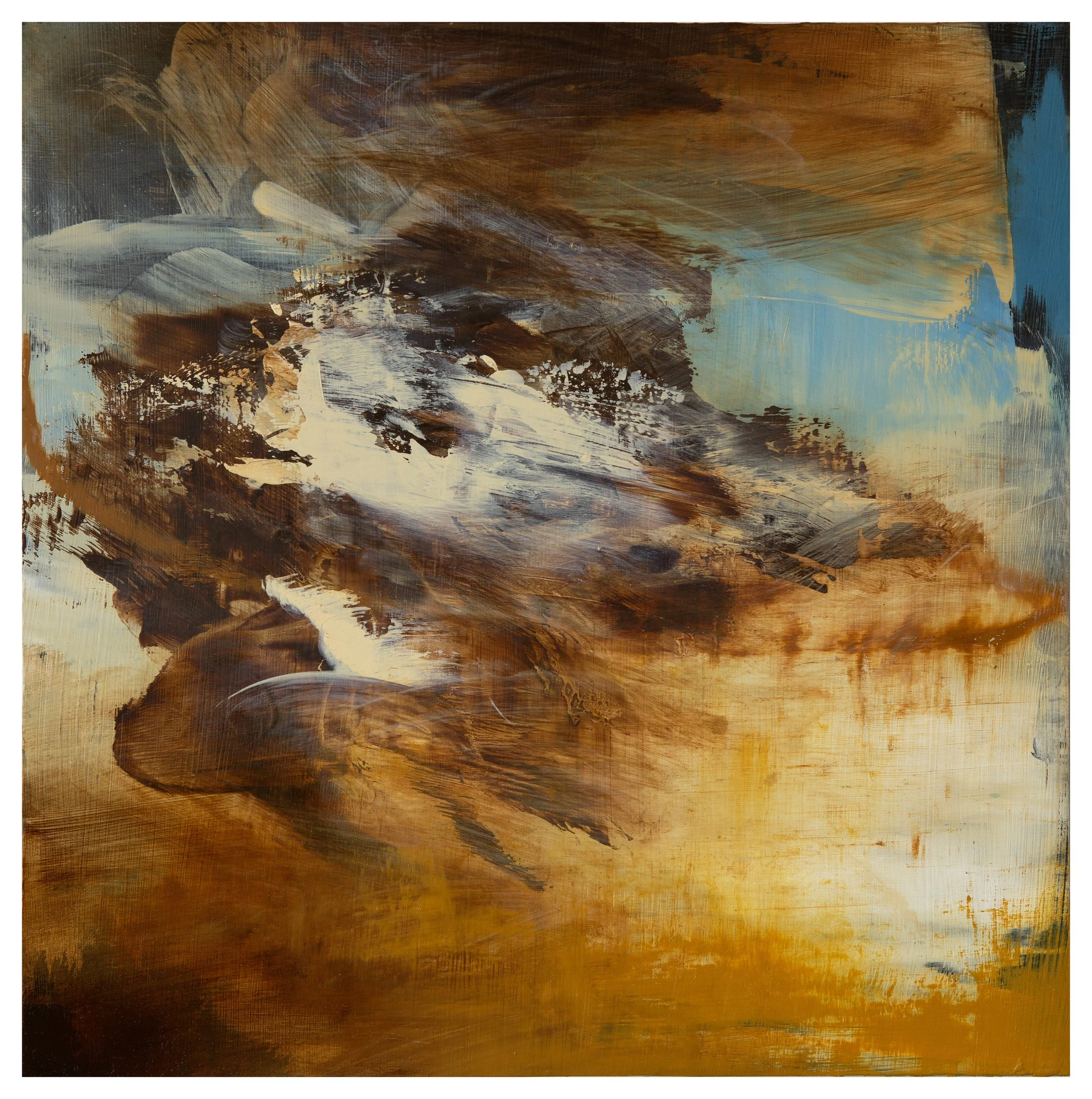 Echo at the Edge of Dawn. 2025. Oil on aluminum. 42 x 42cm