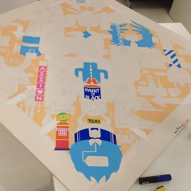 Work-in-progress on this large illustration on wood
