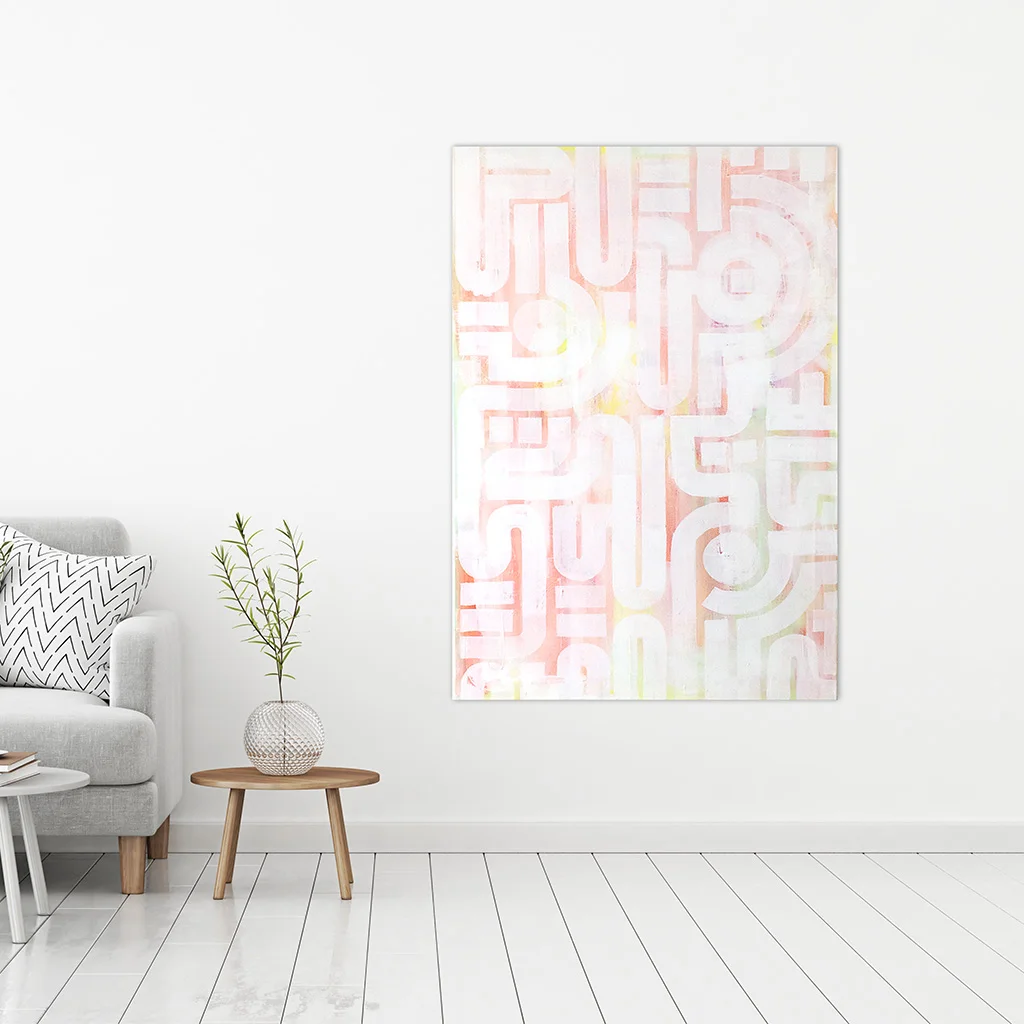Photo 2 of 7 - Room mockup of artwork 'soft skin' - an abstract painting on canvas by Dutch contemporary urban artist Michiel Nagtegaal