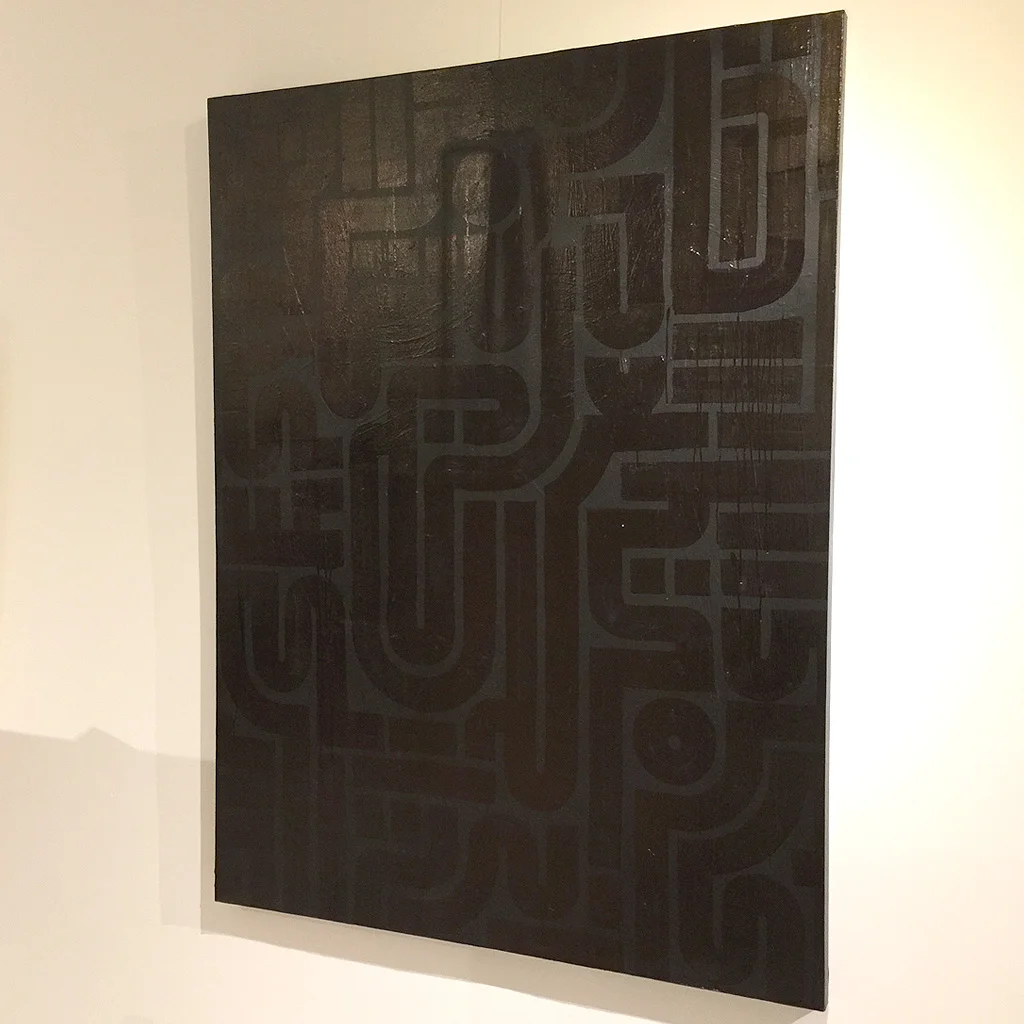 Image 1 of 5 - Front view of artwork 'Back to Black I' - a larger abstract dark painting on canvas by Dutch contemporary urban artist Michiel Nagtegaal