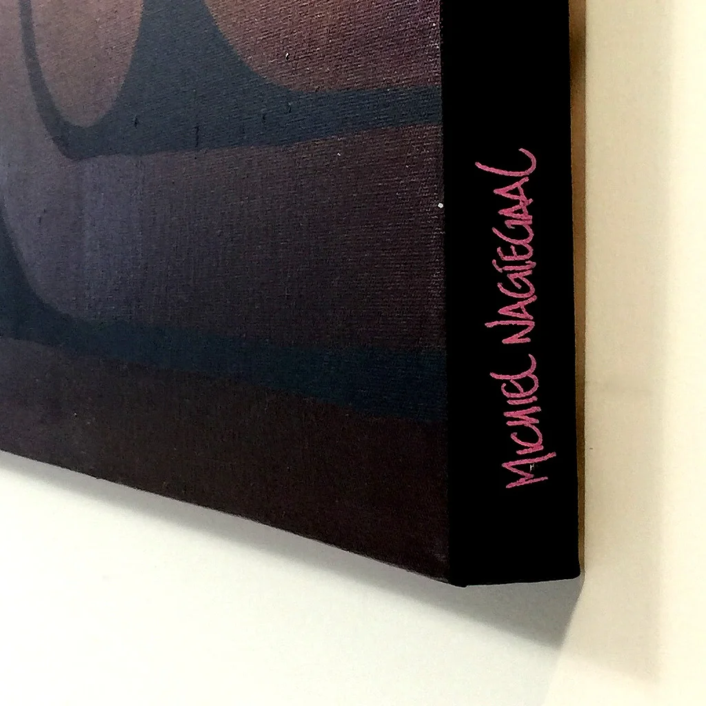 Image 5 of 6 - Signature view of artwork 'Back to Black II' - an abstract dark / copper painting on canvas by Dutch contemporary urban artist Michiel Nagtegaal