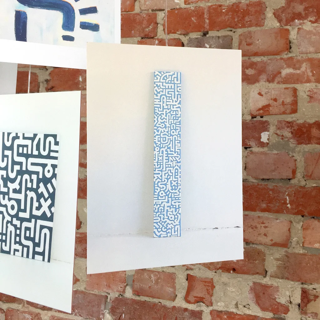 Luxe Medium Postcard with artwork 'White lines' printed on super heavy paper by Moo Cards. Artwork by Dutch contemporary urban artist Michiel Nagtegaal / Mr. Upside