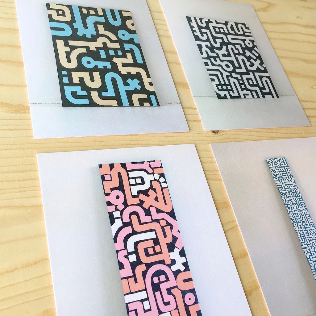 Photo 3 of a set of 4 Moo Luxe Medium Postcards with artworks by Dutch contemporary urban artist Michiel Nagtegaal 