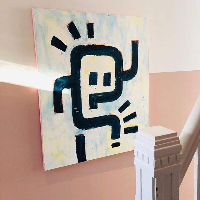 The upside of making your own art is hanging your own, still unsold, paintings on a freshly paint empty wall in your hallway :)
.
If you're interested in adopting 'Dancing Astronaut' I'd be happy to send it you. If you also happen to live in the Neth