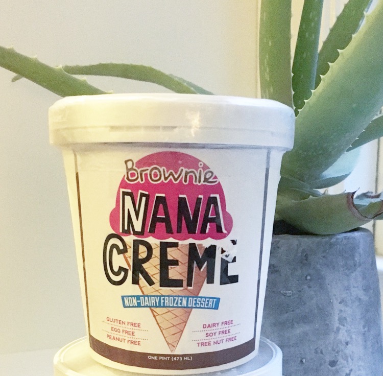Gluten free brownies in vegan banana based chocolate ice cream perfection