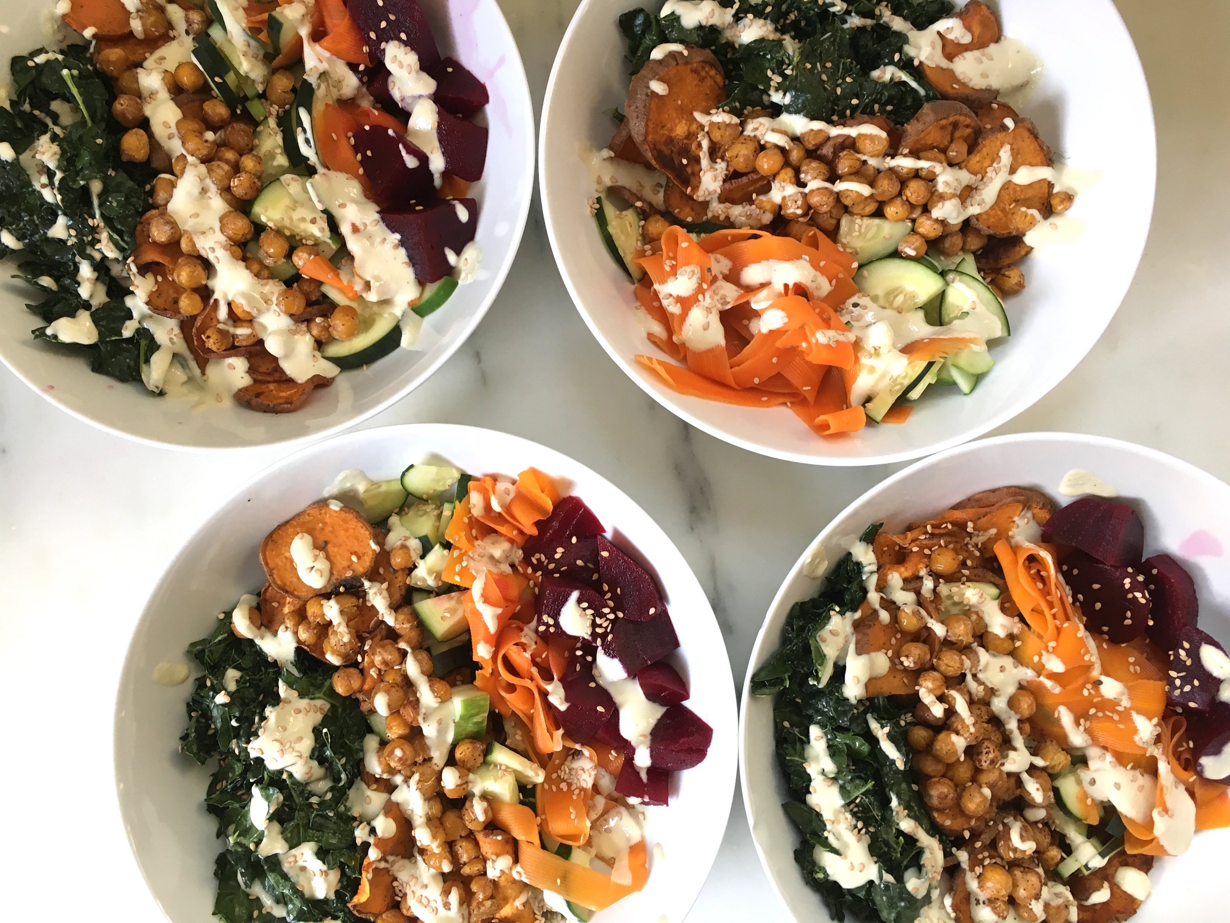 This is also a great recipe to prep before guests arrive, then simply arrange, drizzle tahini and sprinkle sesame seeds before serving.