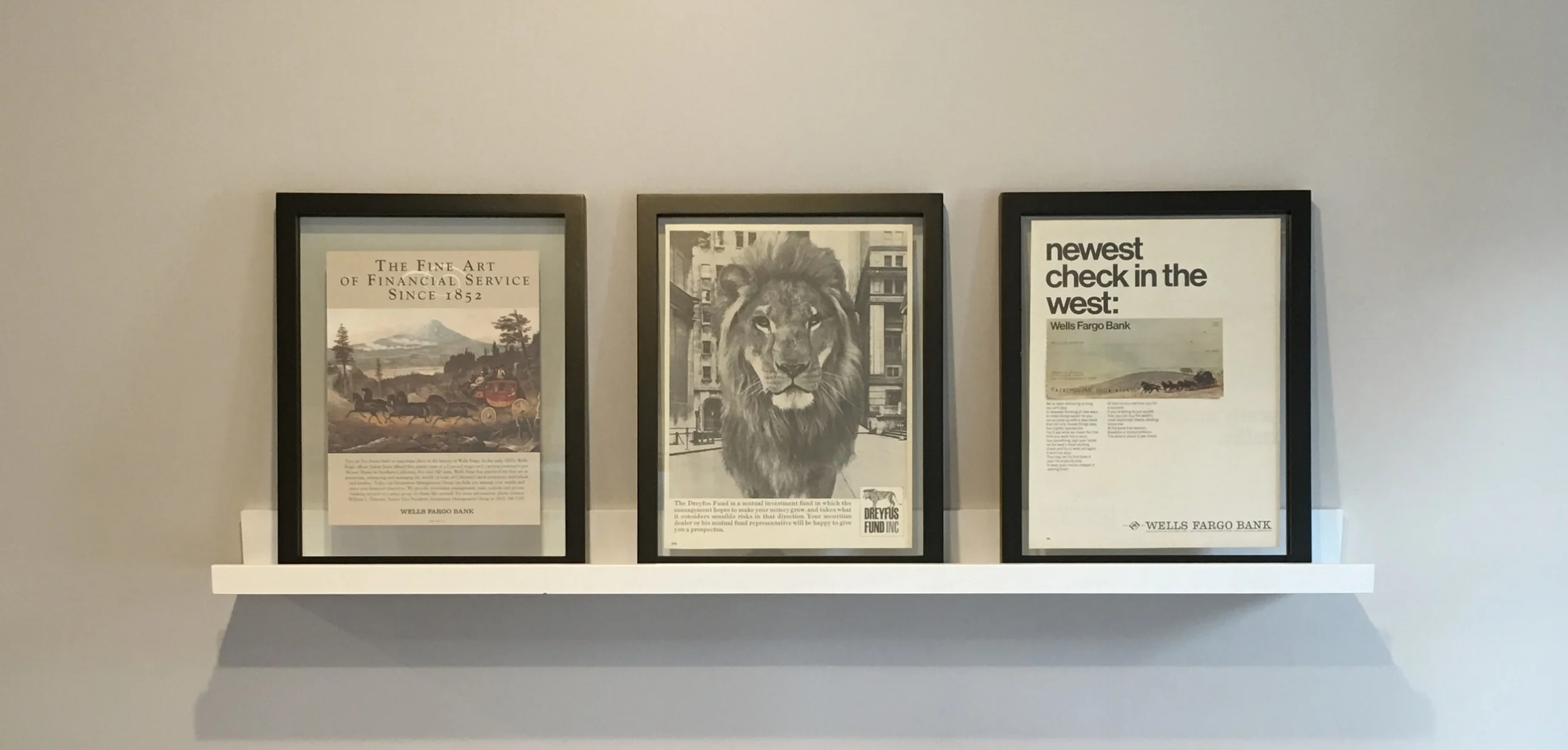 Vintage advertisements add graphic elements to the space while staying on brand.