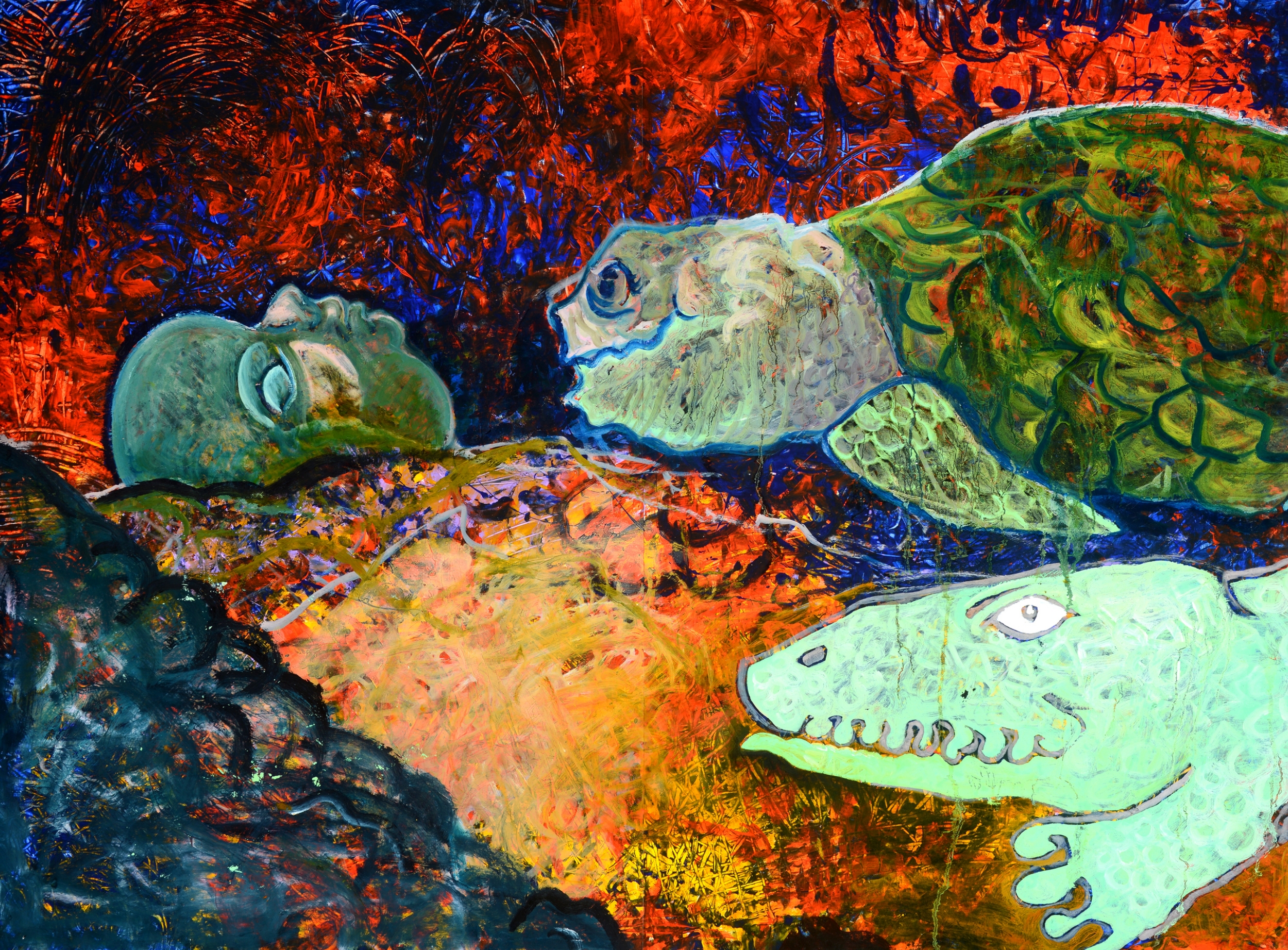 Turtle Club. Oil and acrylic on paper. 2013.