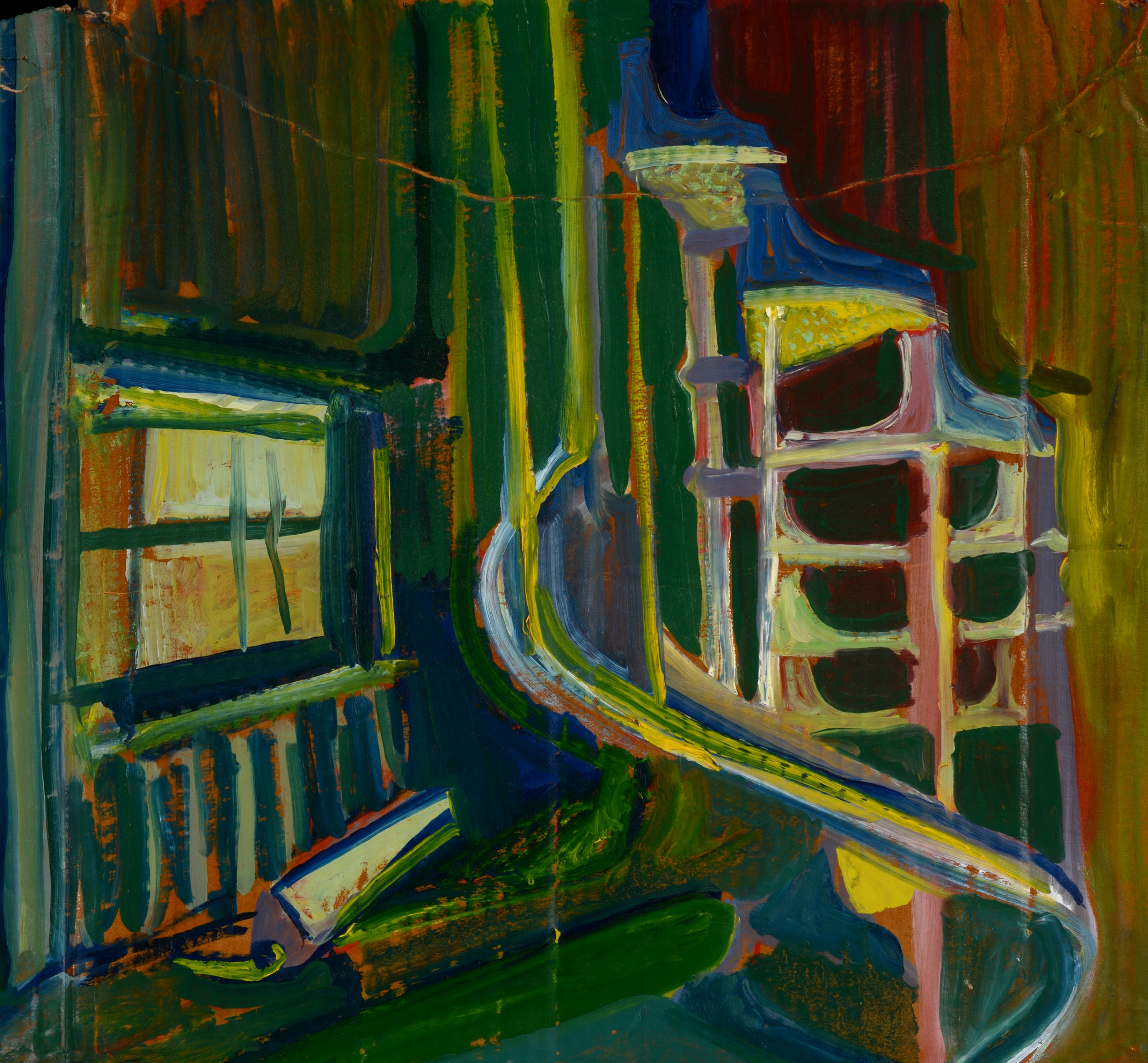 Inside, the bells don't ring. Oil on lacquered cardboard. 2014. 