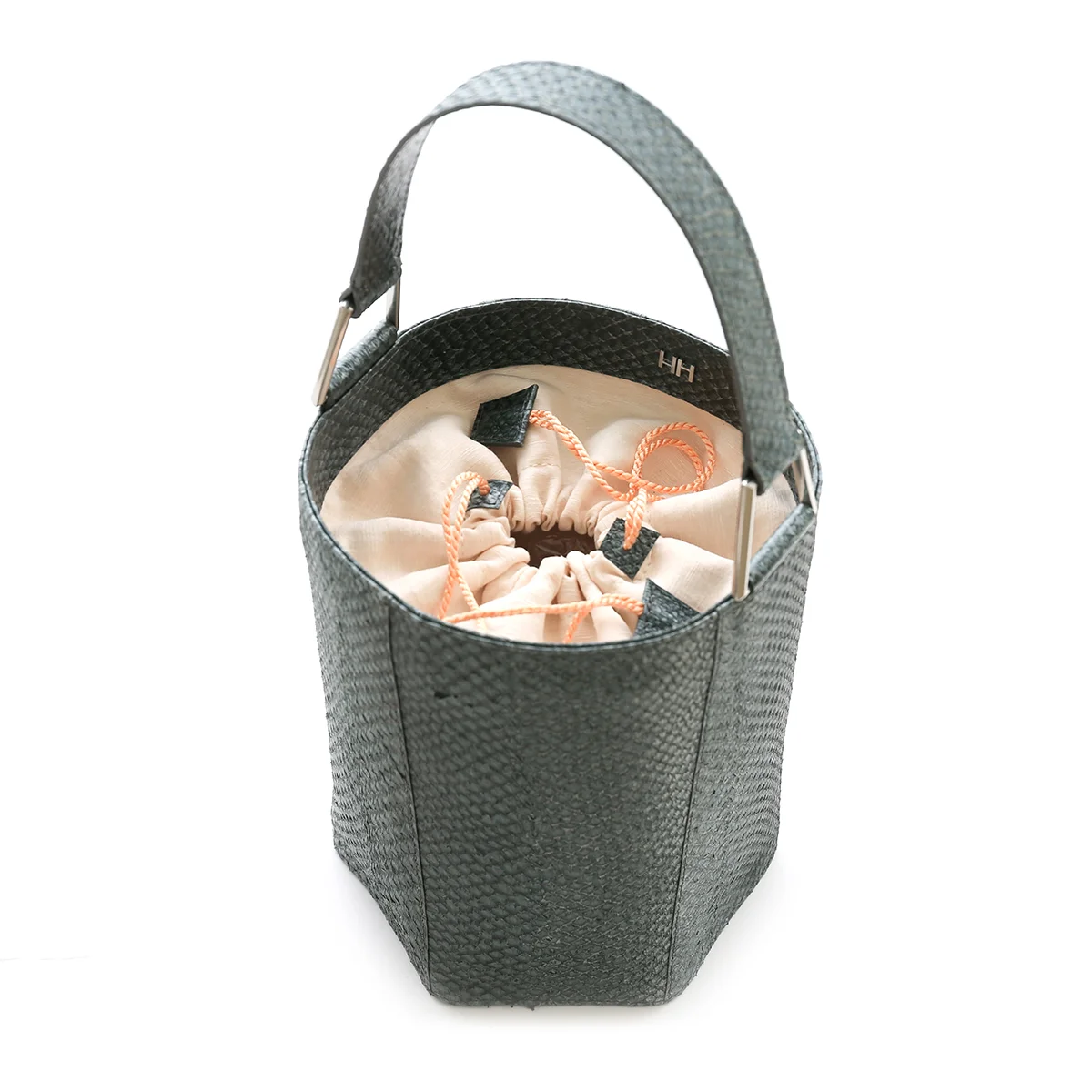AITCH AITCH The Simone Bucket Bag in Stone with Silver Hardware, enclosed drawstring center.jpg