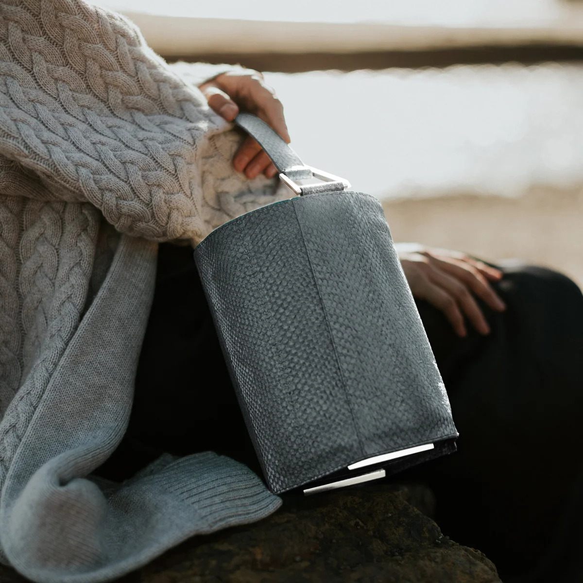 The Simone Bucket Bag in Stone with Silver Hardware 1.jpg