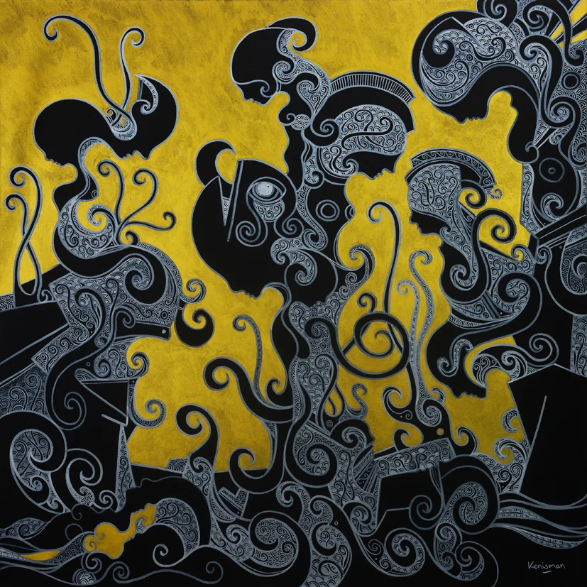 Opus I, 2018 Acrylic on canvas, 1m50 x 1m50 / 4’ 11” x 4’ 11”.