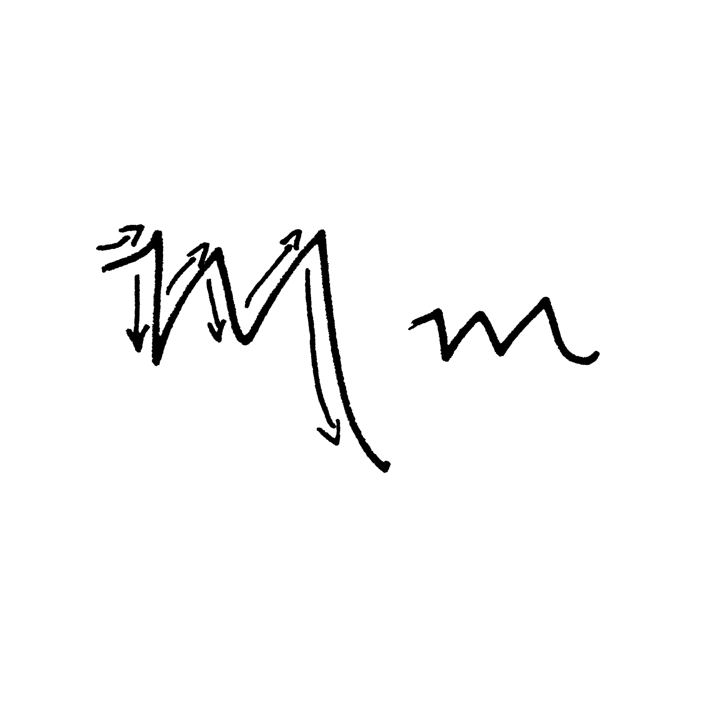 The arrows in this photo guide you through finding the upstrokes and the downstrokes in a letter.