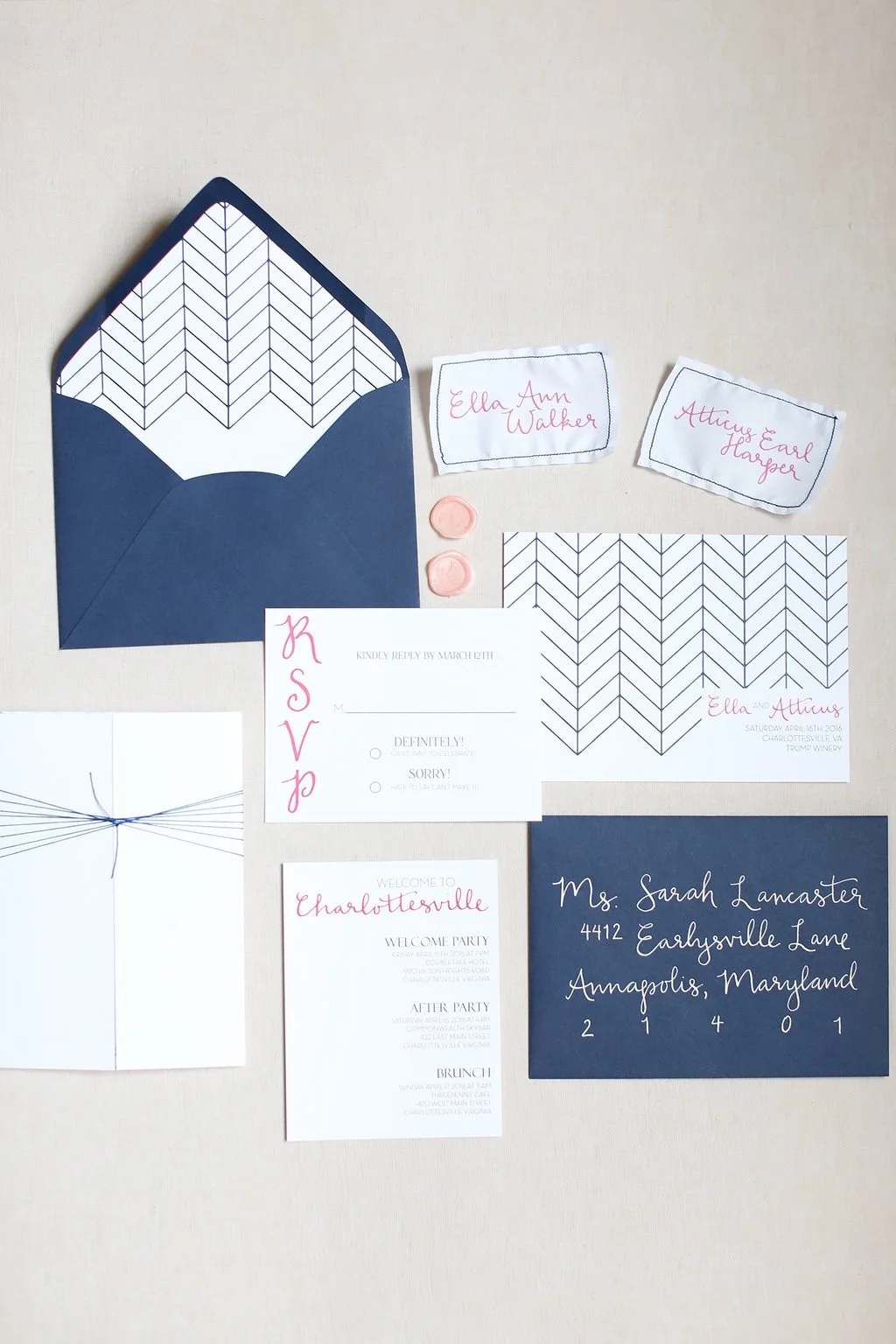 Photo by Ashley Edmunds Photography Invitation Suite by Farmstead Designs Calligraphy by Ma Belle Calligraphy