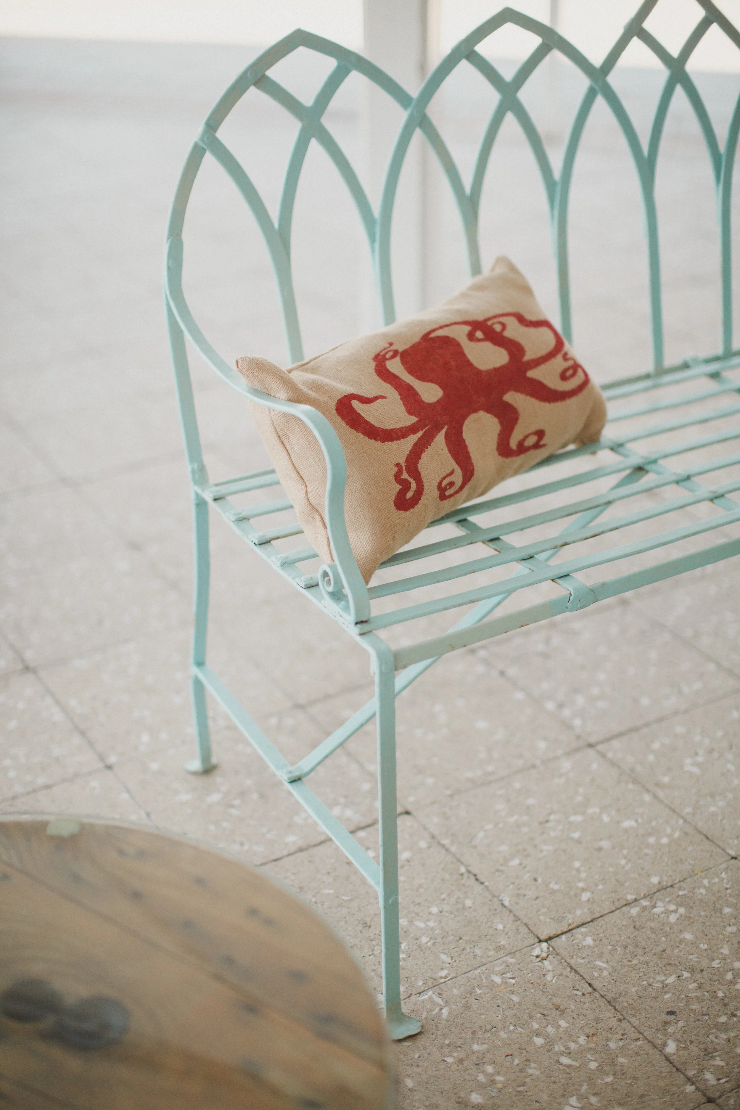 My mom helped find some really cute furniture to decorate the bar area for our cocktail hour and this octopus pillow was one of my favorite subtle details.