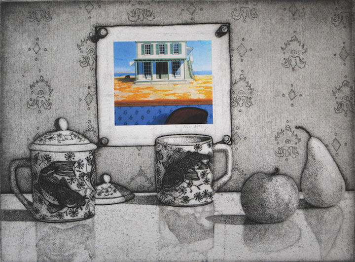 Still Life with Red Chair • etching/aquatint