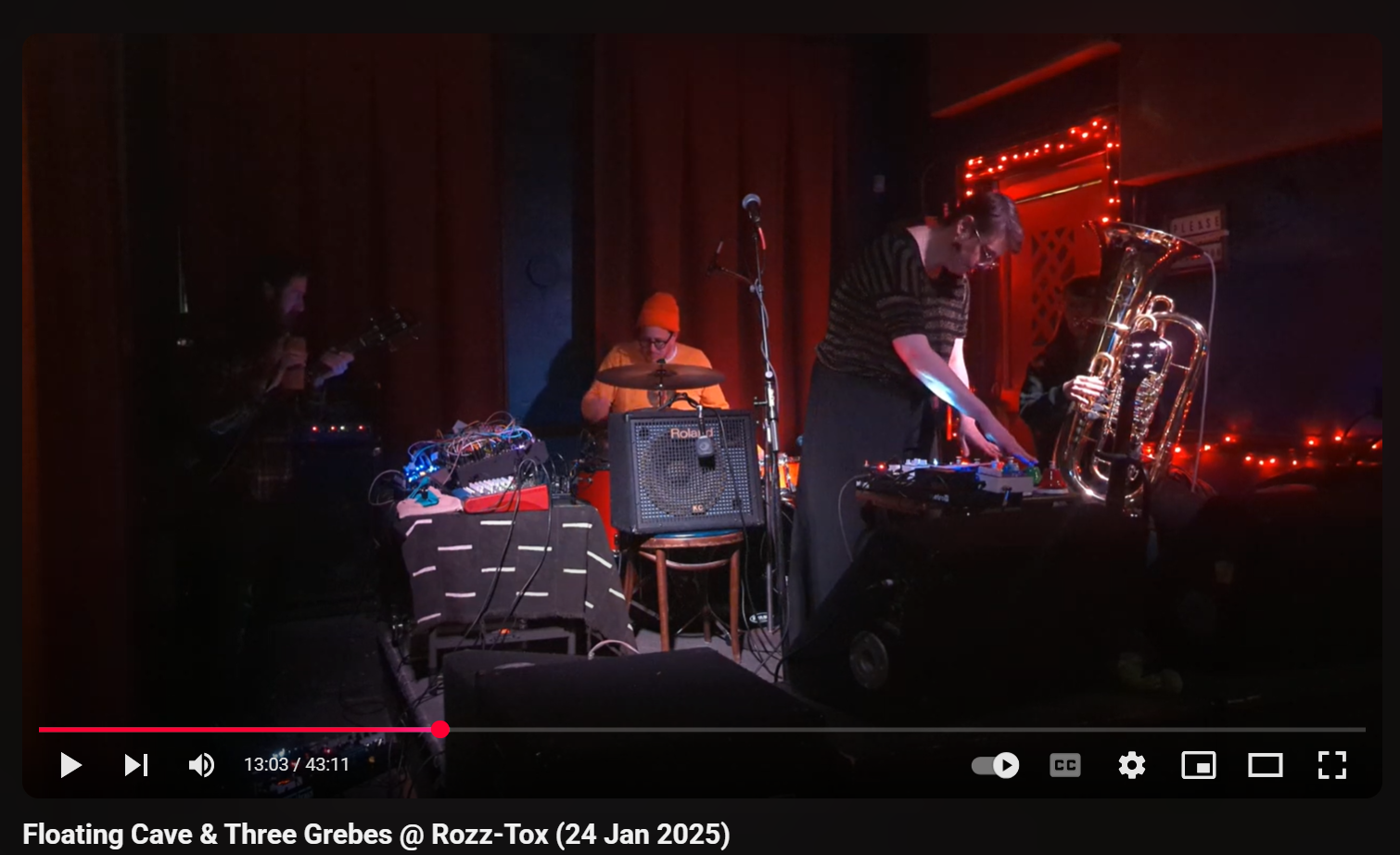 Three Grebes w/ Floating Cave in Dubuque (2025.01.24)