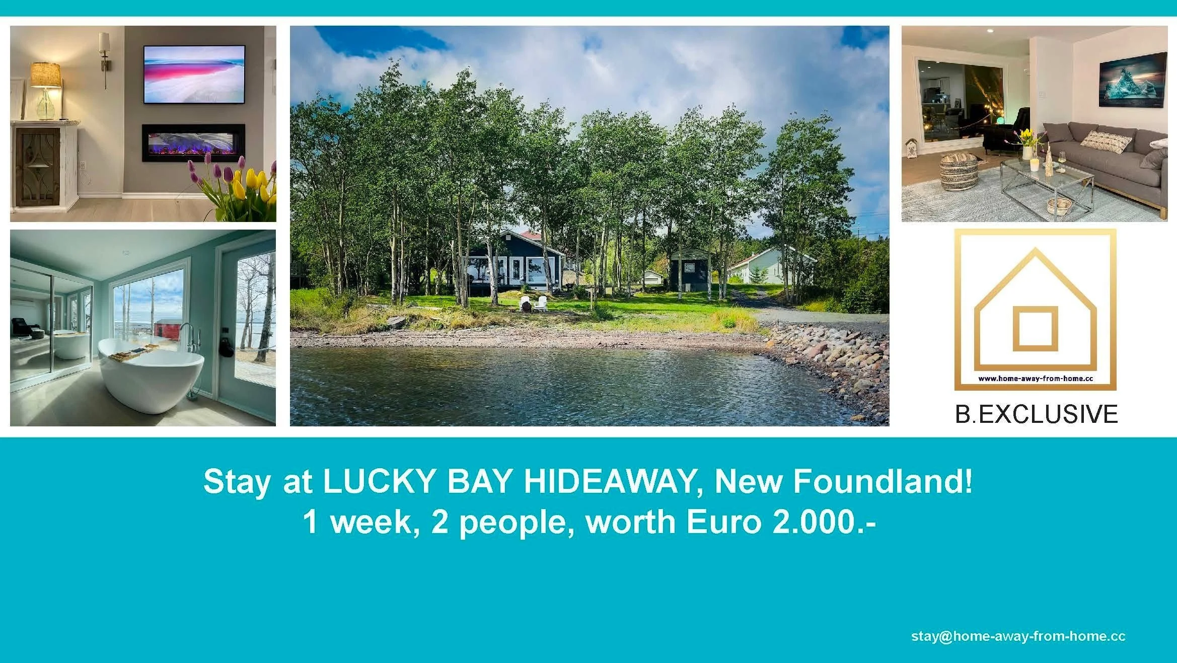 Win a photo stay worth EUR 2,000 at the Lucky Bay Hideaway in New Foundland.