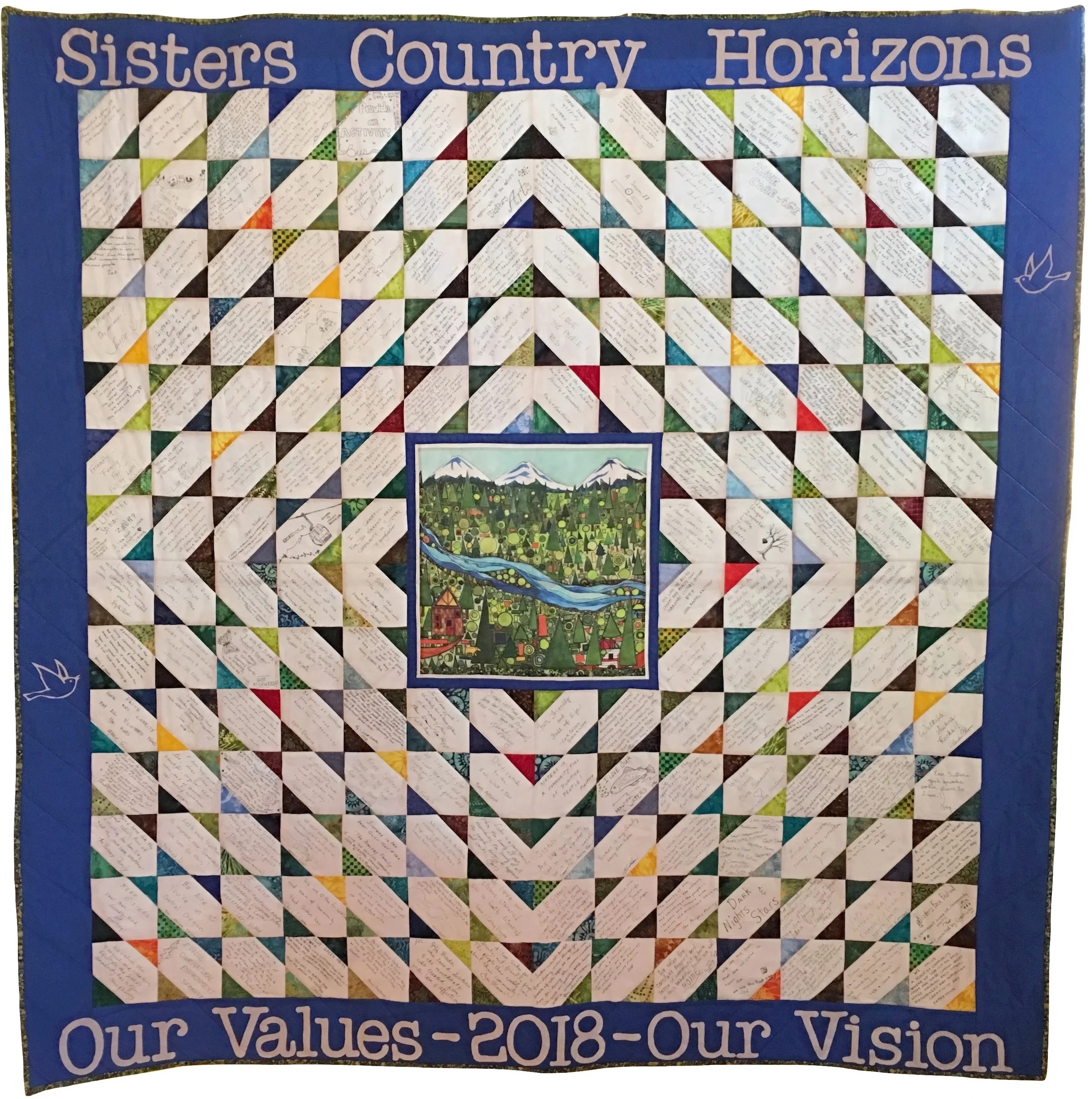 The quilt is meant to be a true community asset. Any area business, group or organization interested in displaying it is invited to contact Amy Burgstahler of Citizens4Community at aburgstahler@bendbroadband.com.)