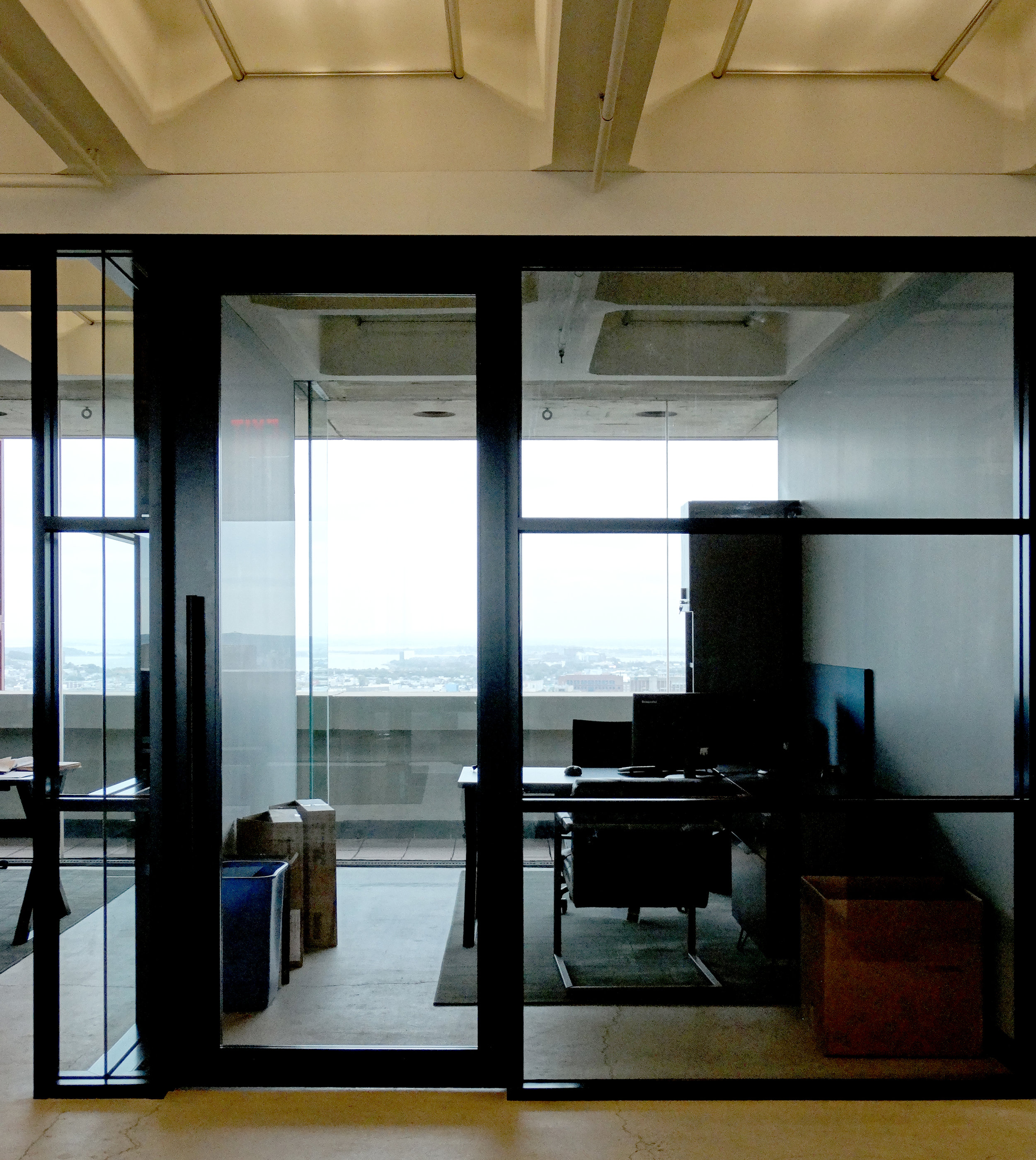 Encase Black Aluminum Framed Office Front Mullion Wall - Spaceworks AI.JPG