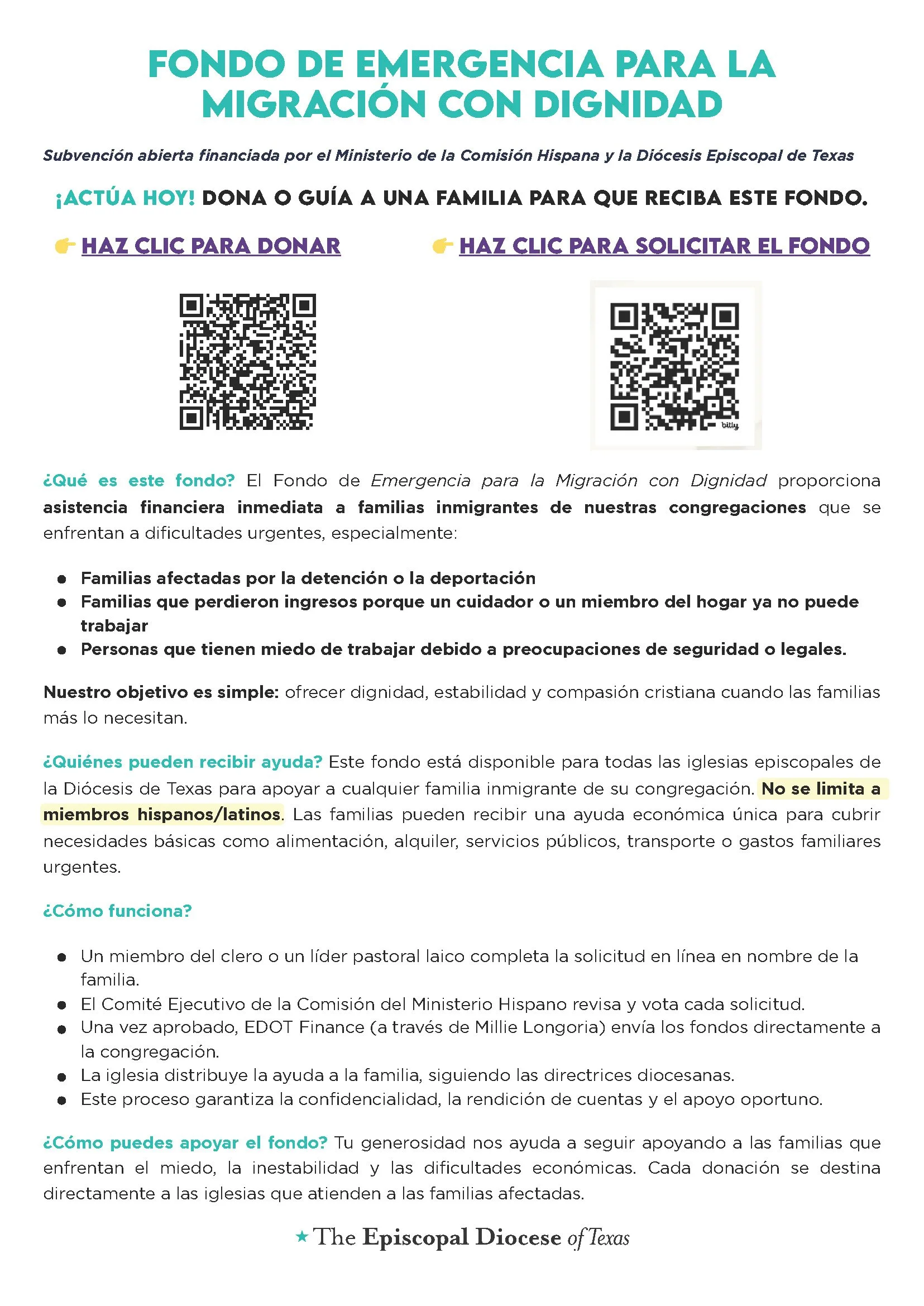 Fondo de Emergencia para la Migración con Dignidad