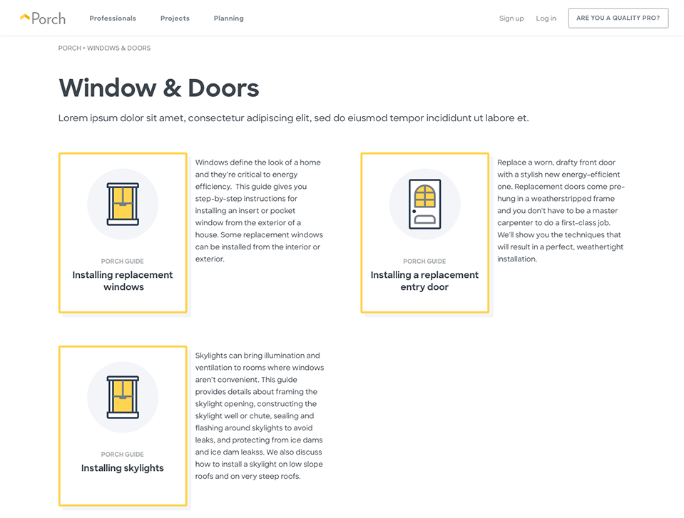 Windows &amp; Doors Landing