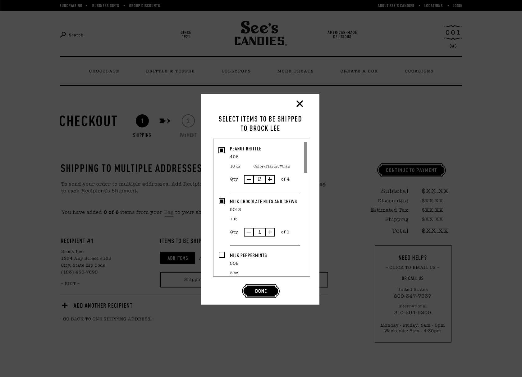 Multi-address checkout configure