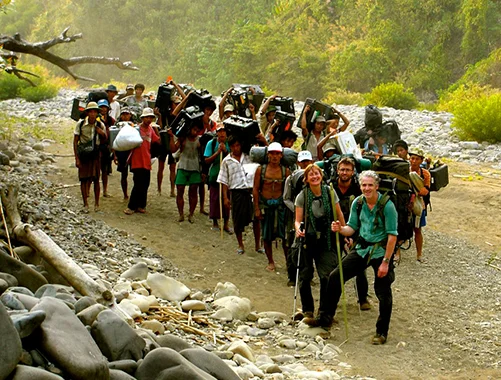 the long trek to salu basecamp