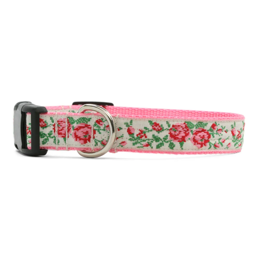VIntage Rose/Pink and Green Dog Collar