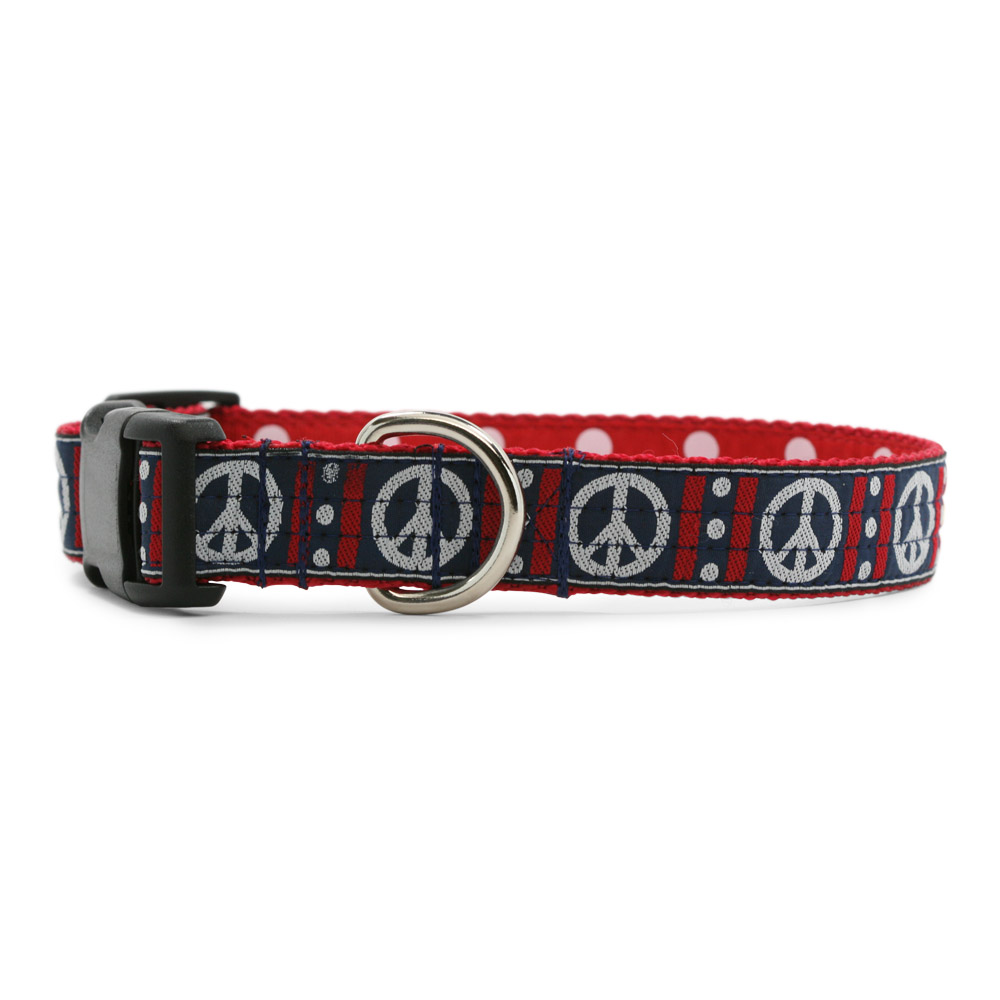 Navy Peace and Love Dog Collar