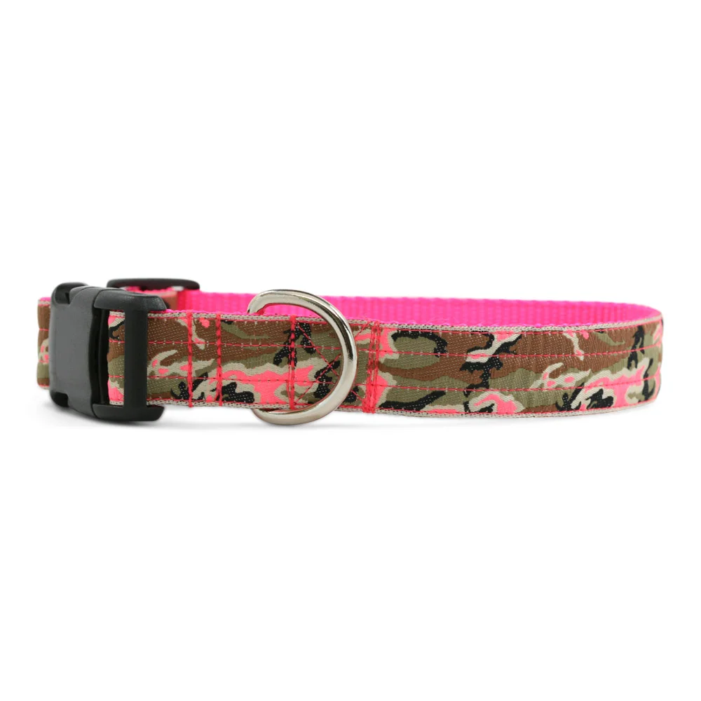Neon Pink Traditional Camo Dog Collar