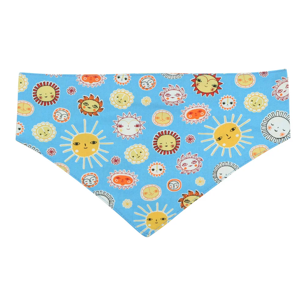 Sunny Faces Flower Dog Bandana With Pom Poms
