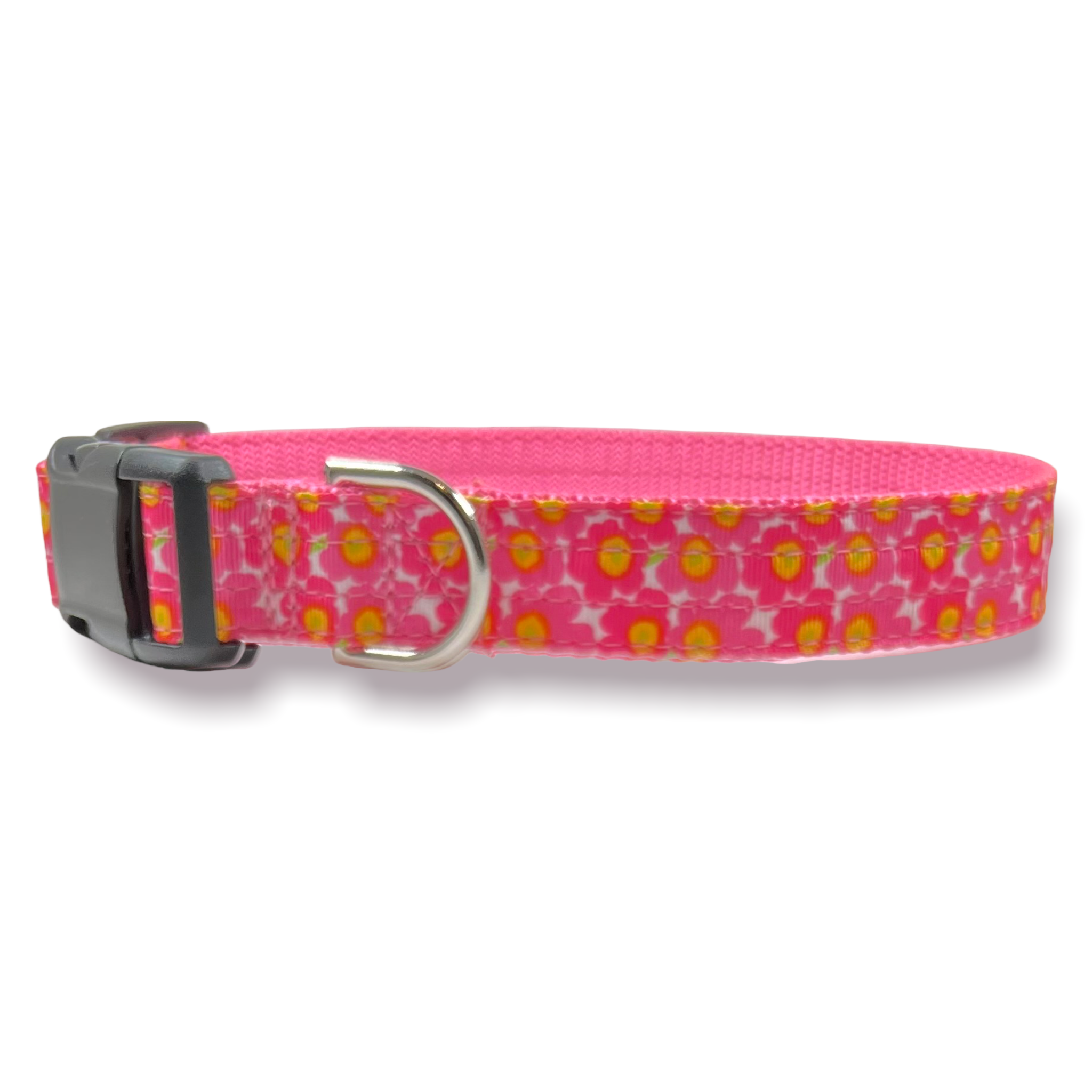 Hot Pink and Yellow Poppy Dog Collar