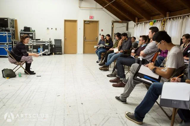 Talking to LEAP students at the Arts Club Theatre.