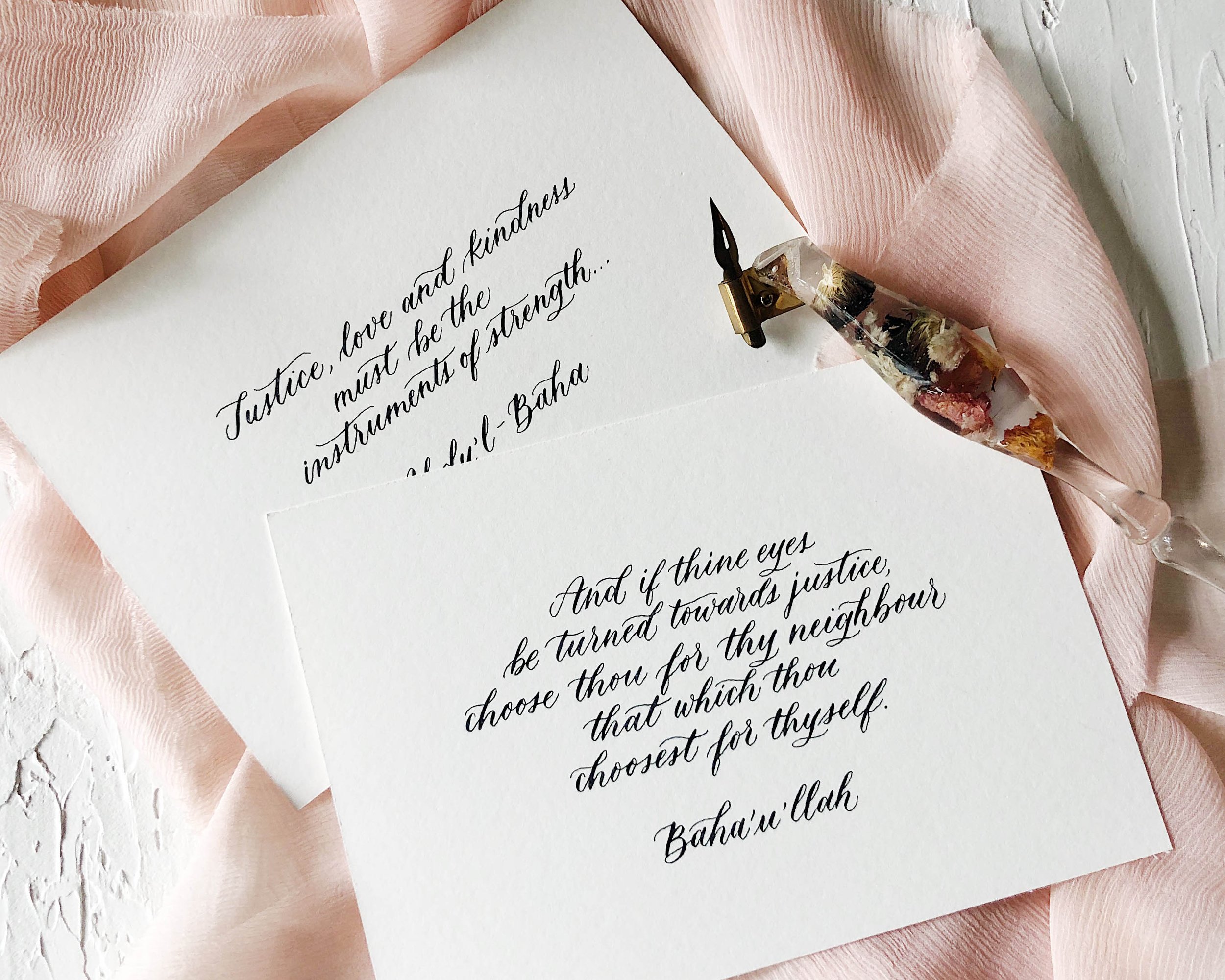 Calligraphy quotes on heavy card stock