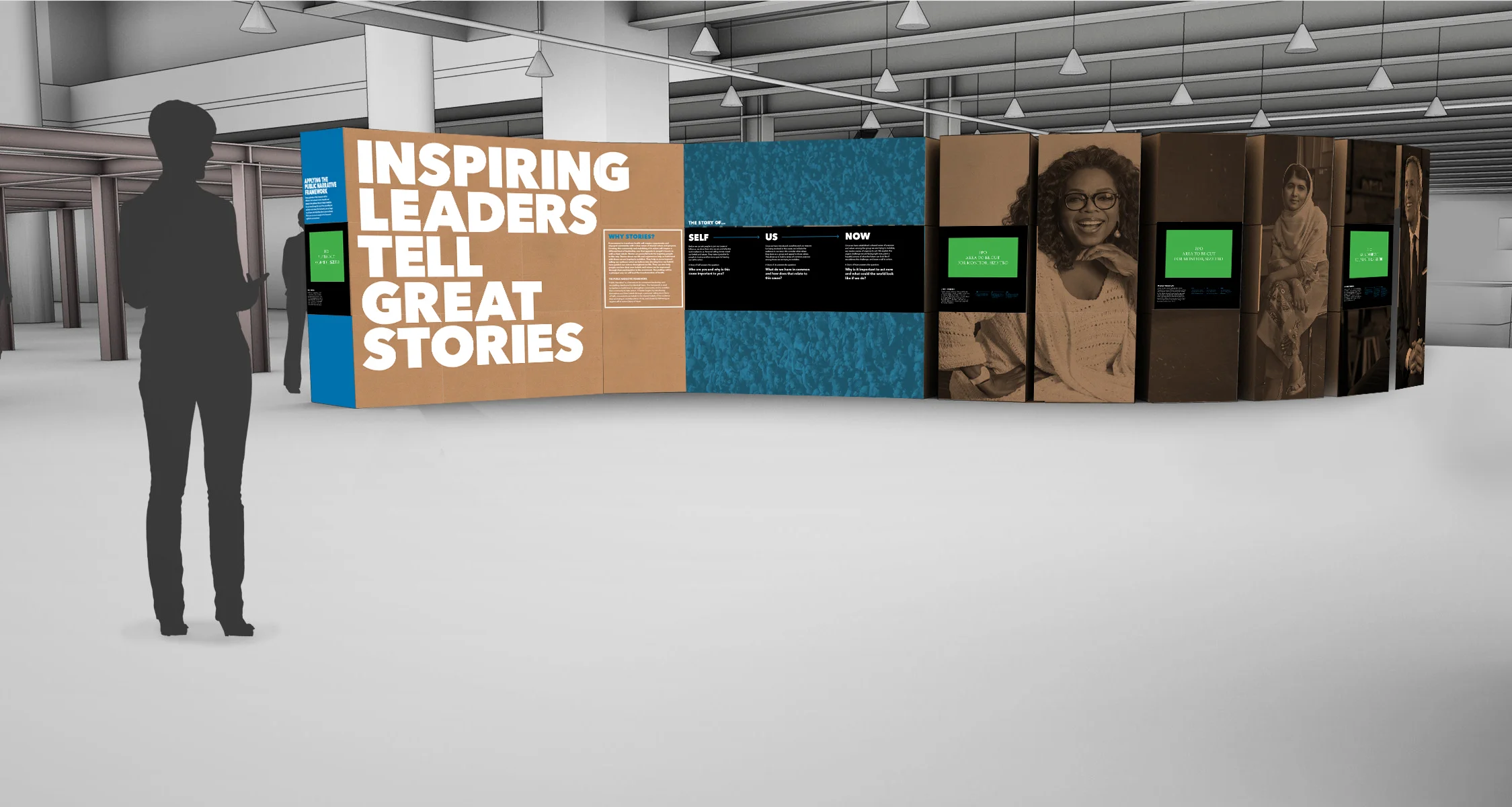 Mockup of serpentine wall - large format screen and digital printing.