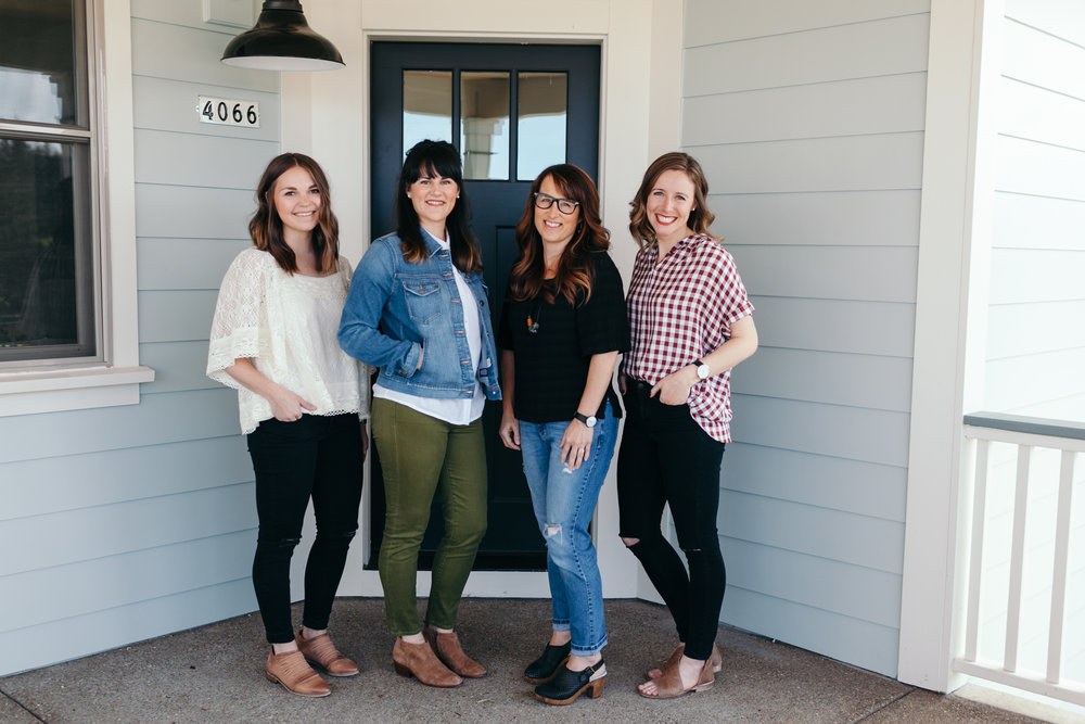 From right to left: Molly (Creative Director + Lead Interior Designer), Ashley (Interior Designer), Aymee (Business Director + Client Relations), Sarah (Brand Director + Photographer)