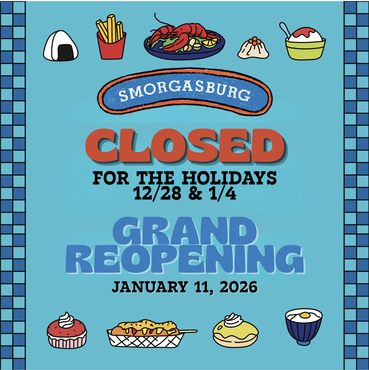 Closed for the Holidays 12/28 &amp; 1/4