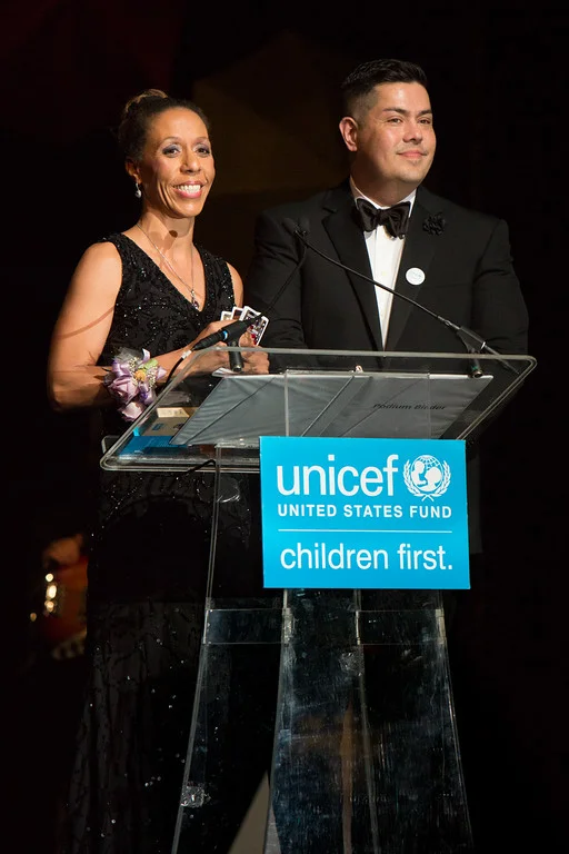 2016 UNICEF's Hope Gala Chairs Kim K.W. Rucker and Mark Mitsukawa. © 2016 Soleil Media for UNICEF