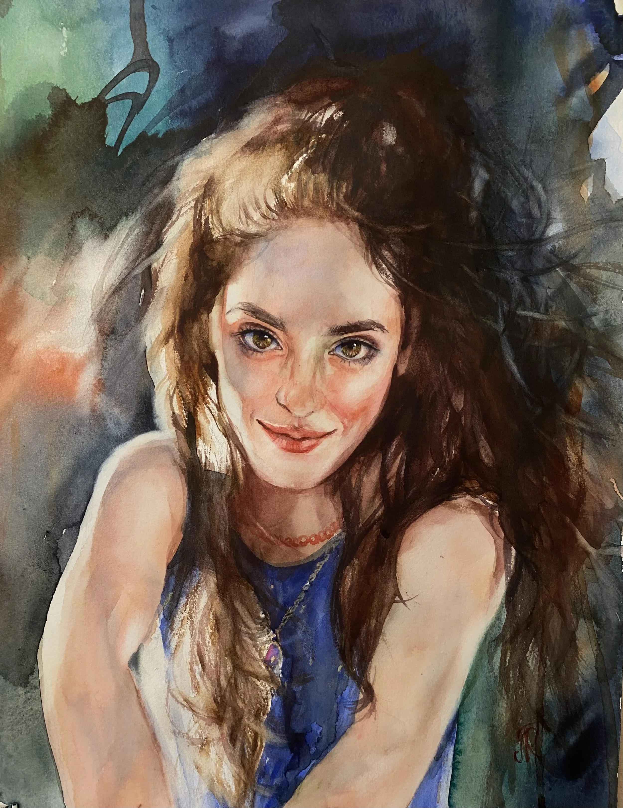  Original Watercolor on Paper. 12 × 16. 