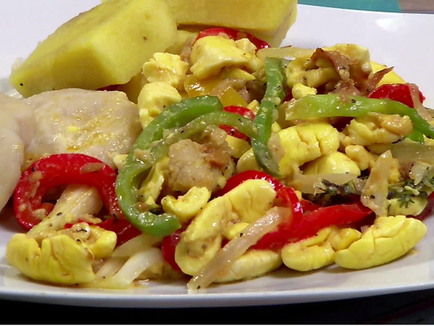 Ackee & salt fish with food