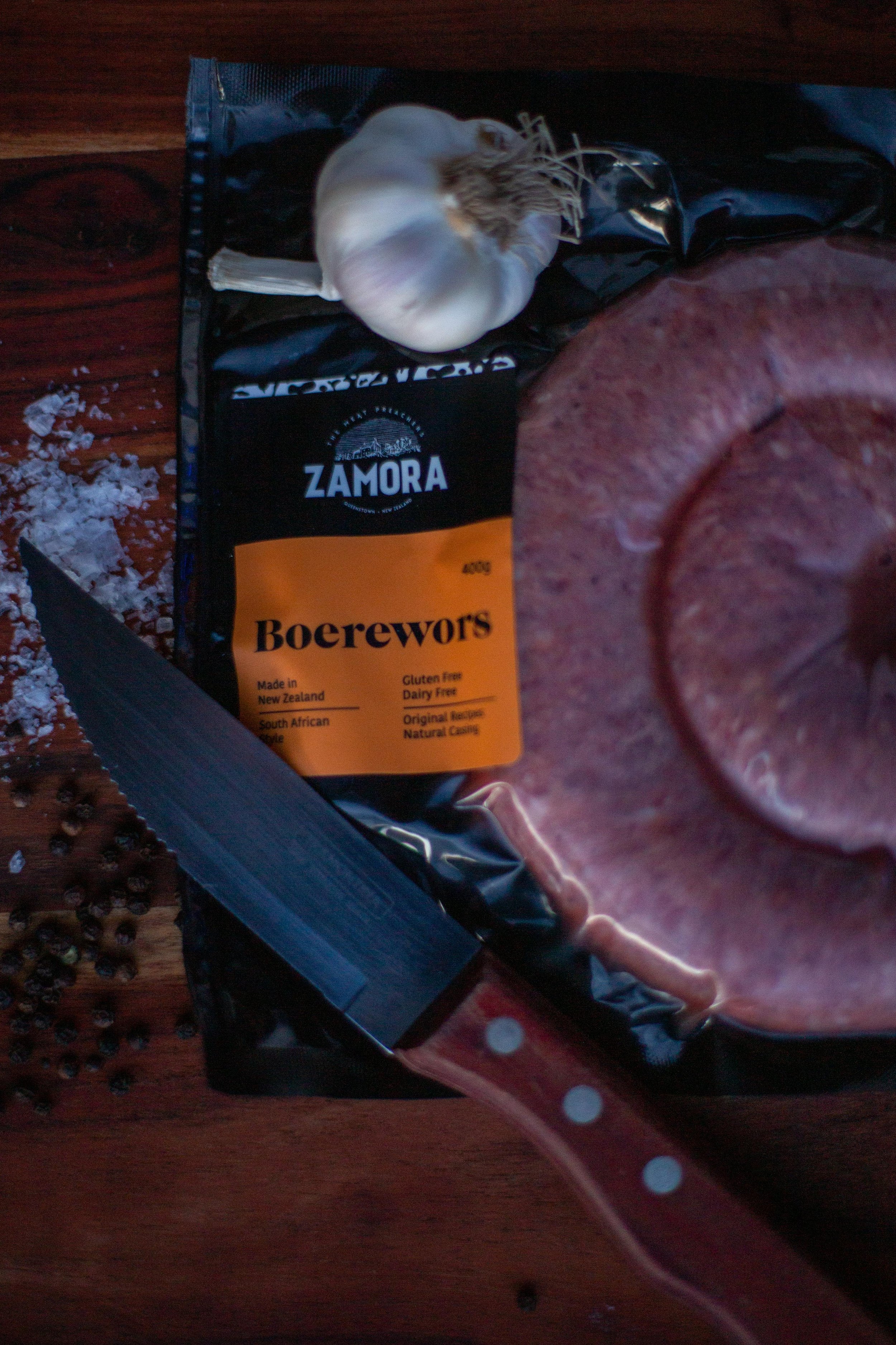 Zamora Raw Boerwors with knife and garlic Sausage 2021 by Kristel Maroszek.jpg